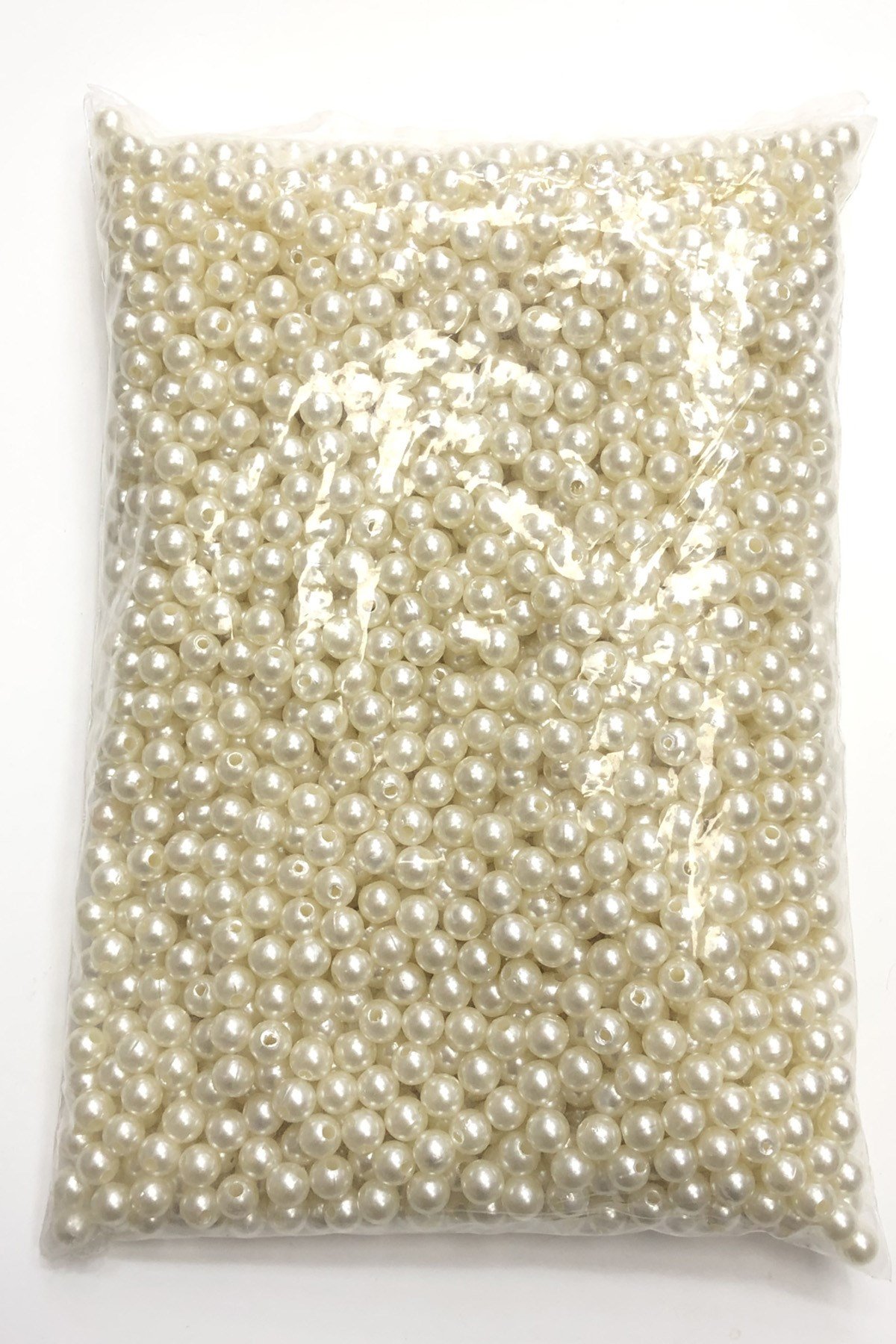 Krem Plastik İnci Boncuk 8 mm