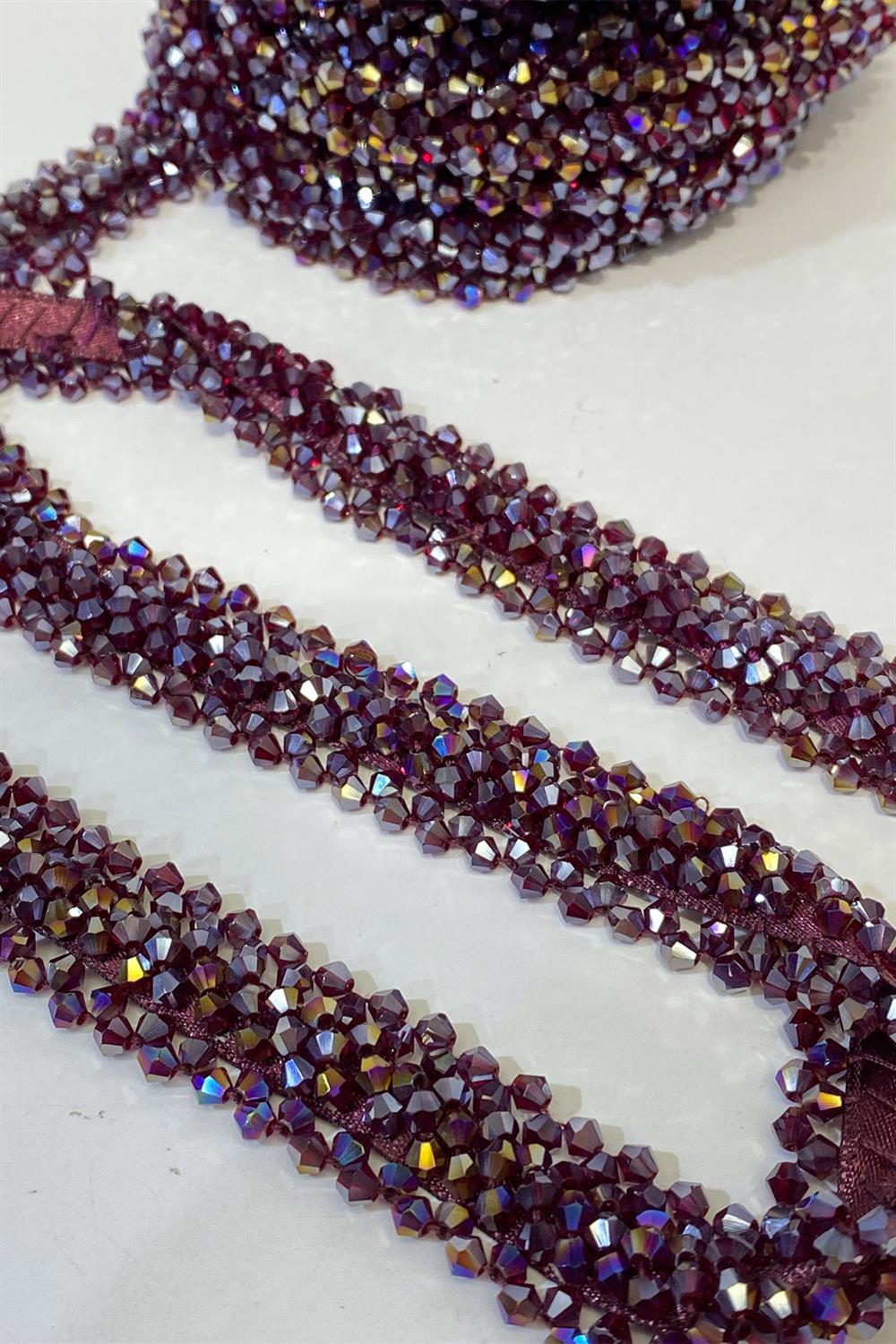 Kristal Boncuk İşlemeli Şerit