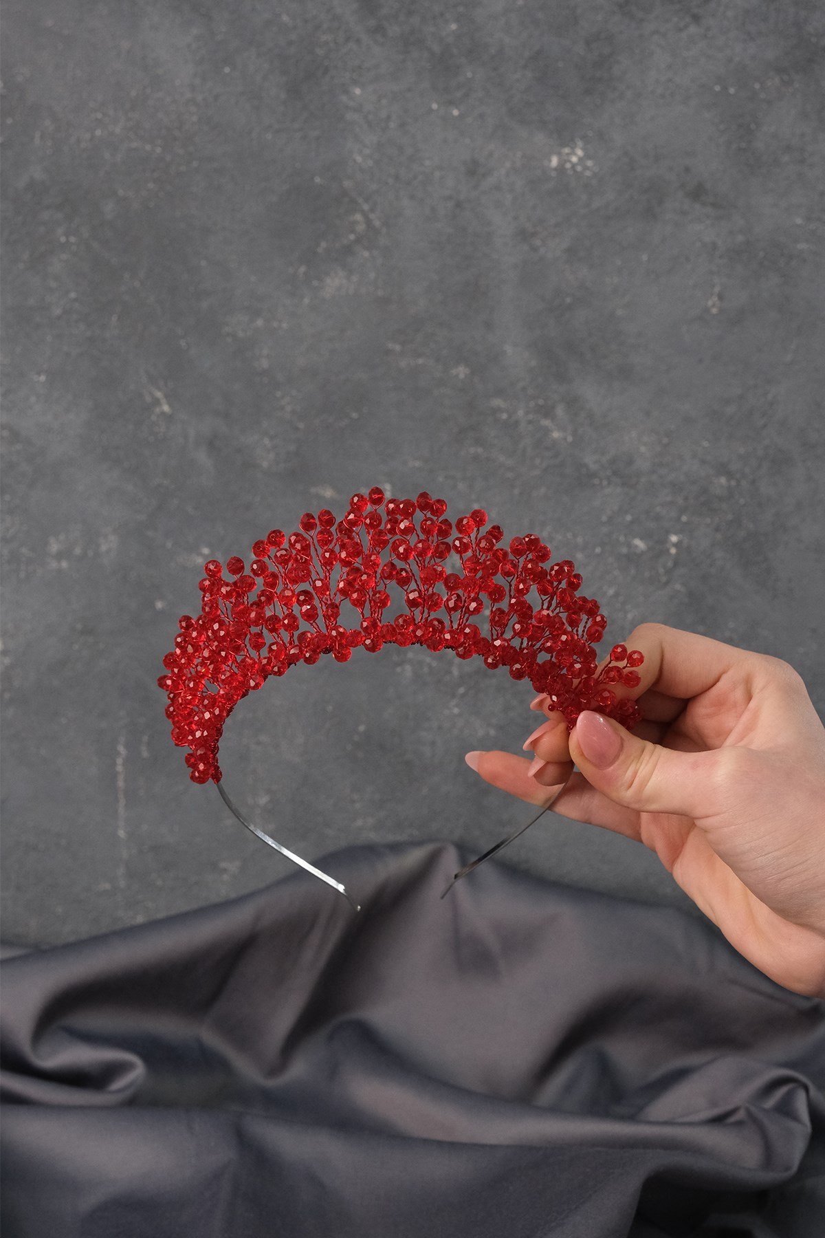 Kristal Boncuklu Aren Gelin Kına Tacı