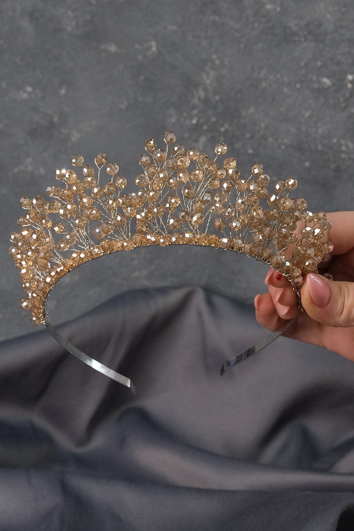 Kristal Boncuklu Aren Gelin Kına Tacı