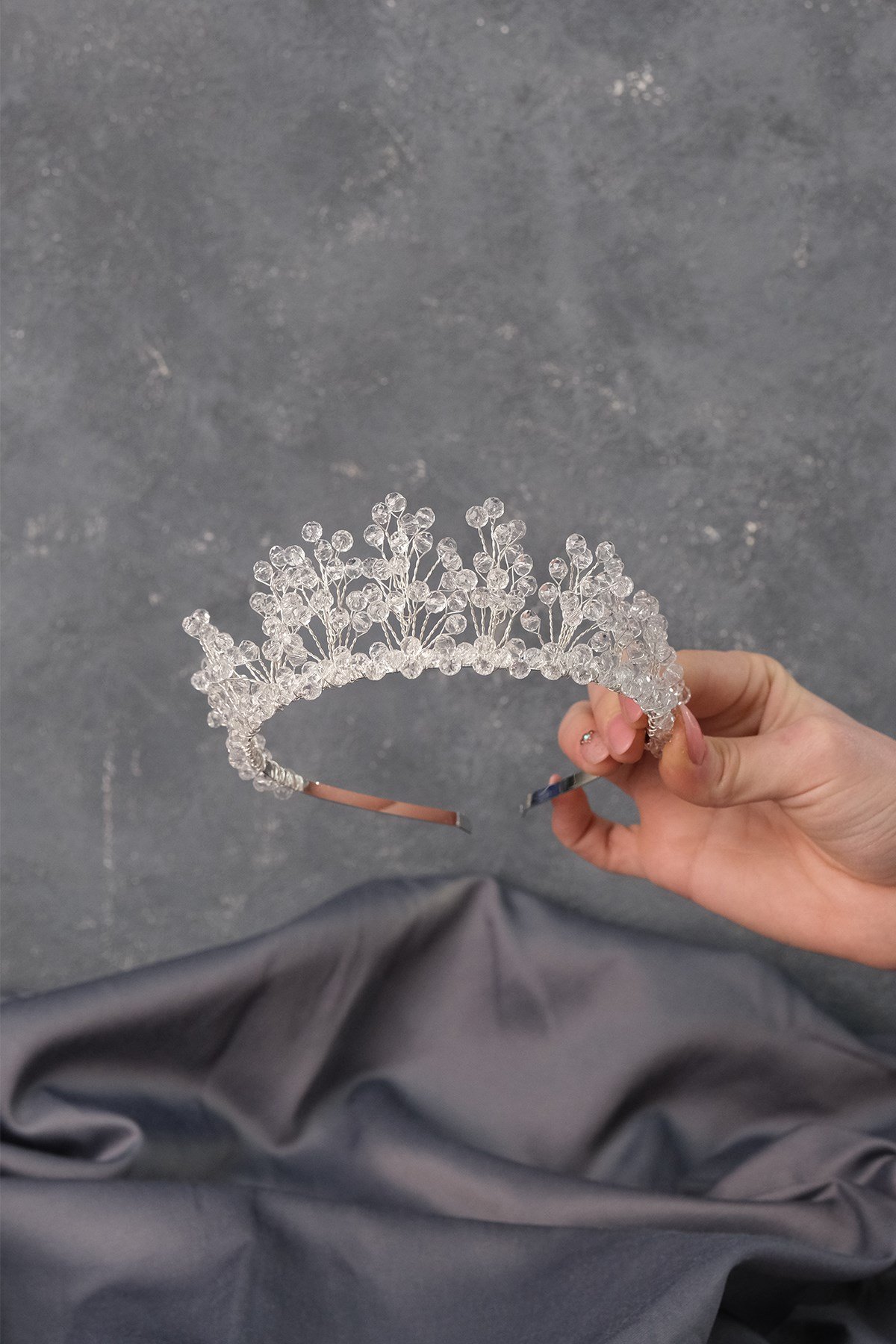 Kristal Boncuklu Aren Gelin Kına Tacı