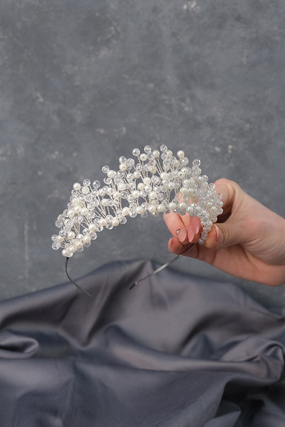 Kristal Boncuklu Aren Gelin Kına Tacı