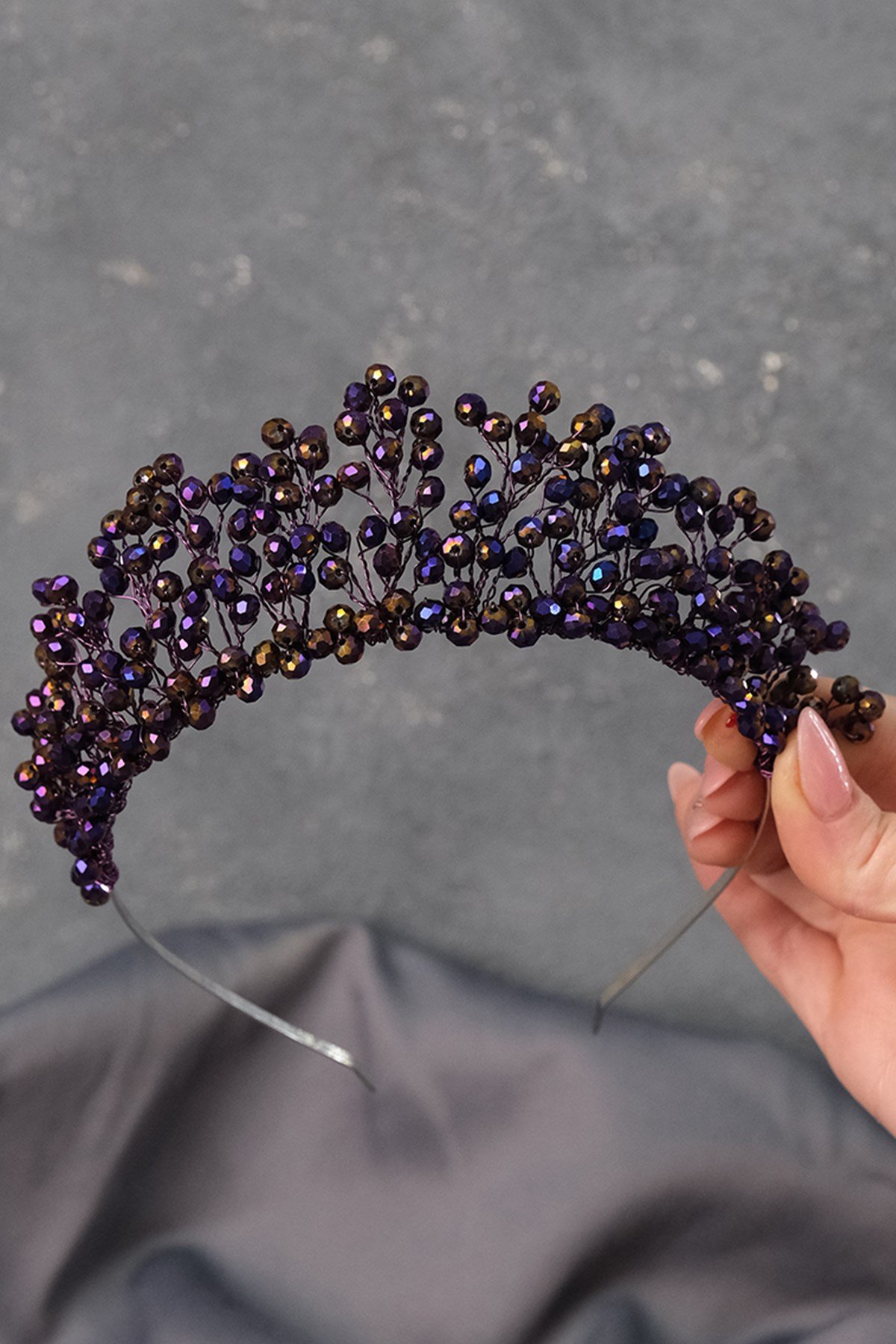 Kristal Boncuklu Aren Gelin Kına Tacı