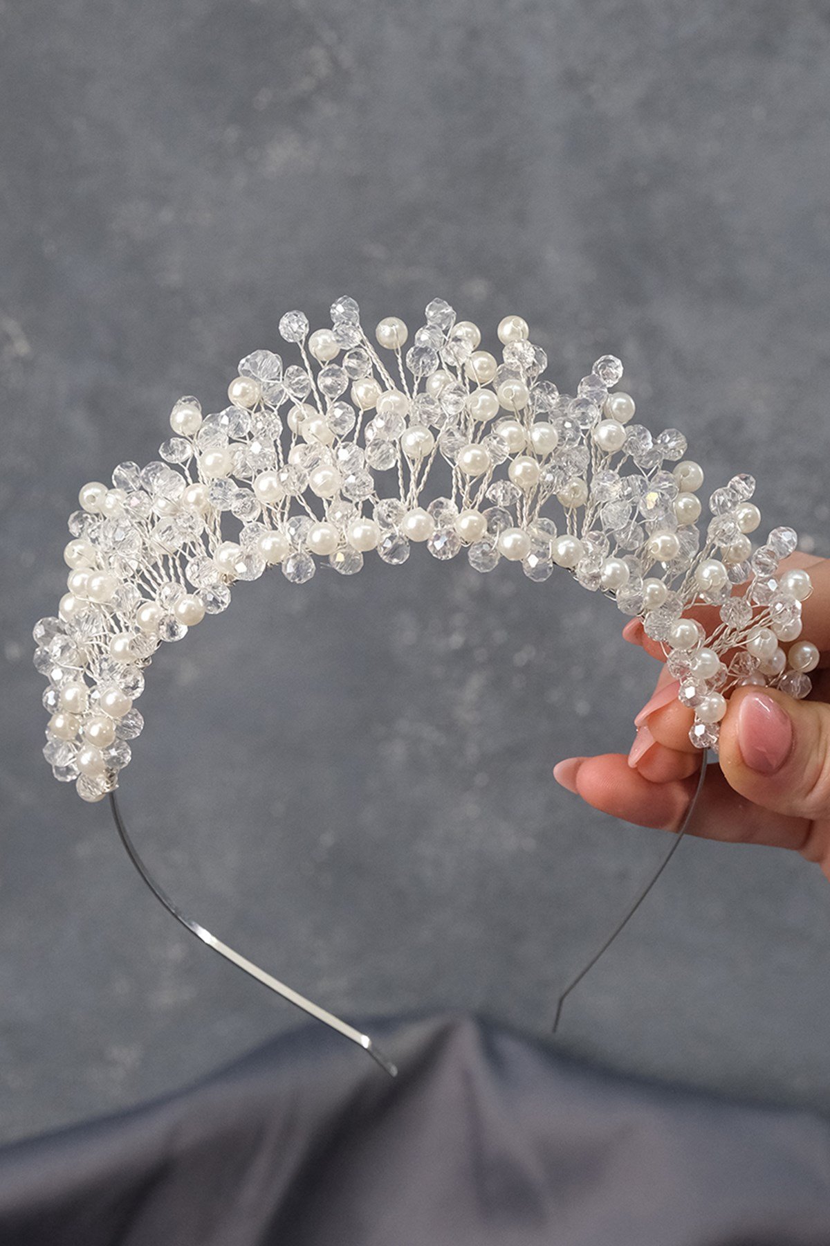 Kristal Boncuklu Aren Gelin Kına Tacı