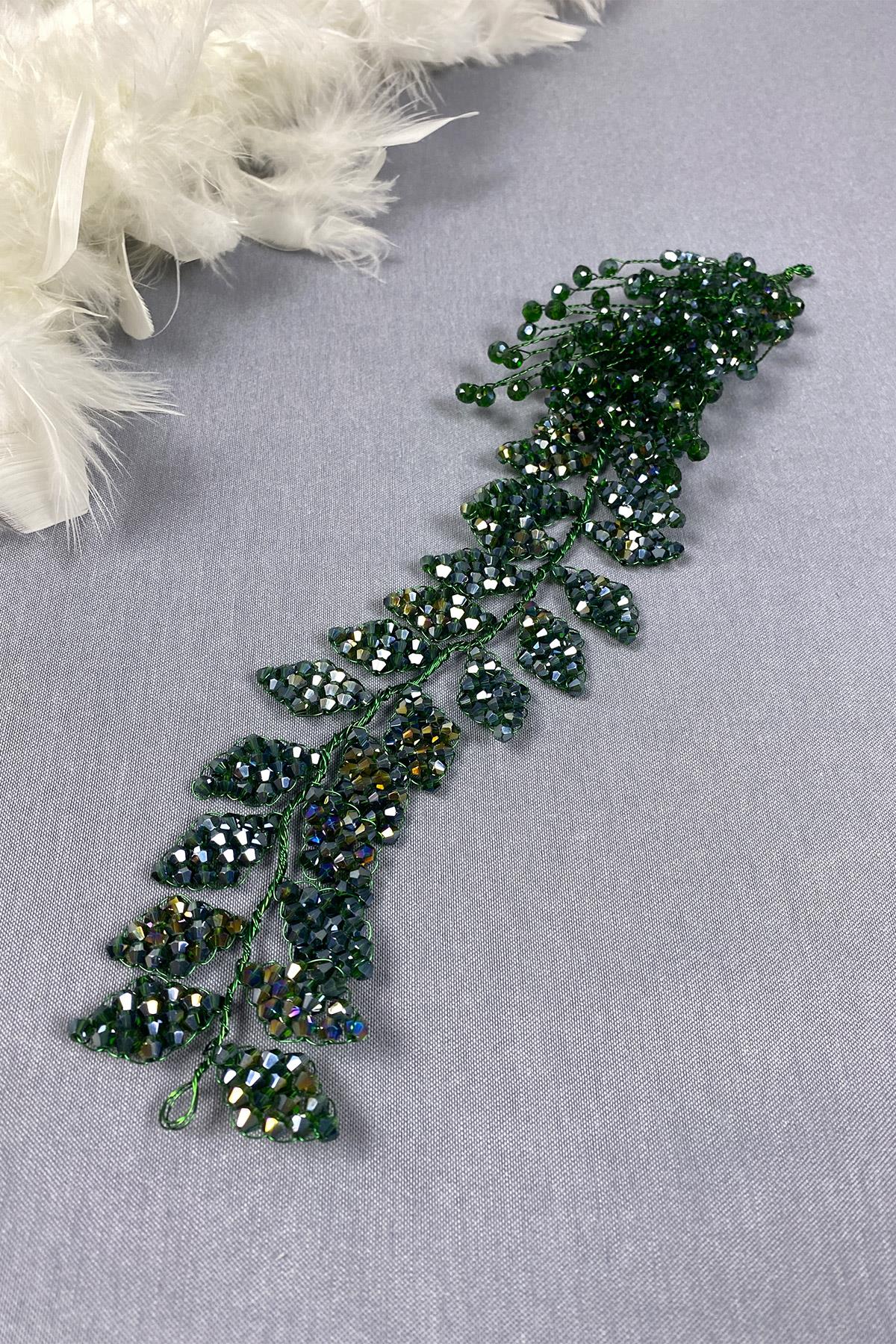 Kristal Boncuklu İliz Gelin Saç Ve Türban Aksesuarı