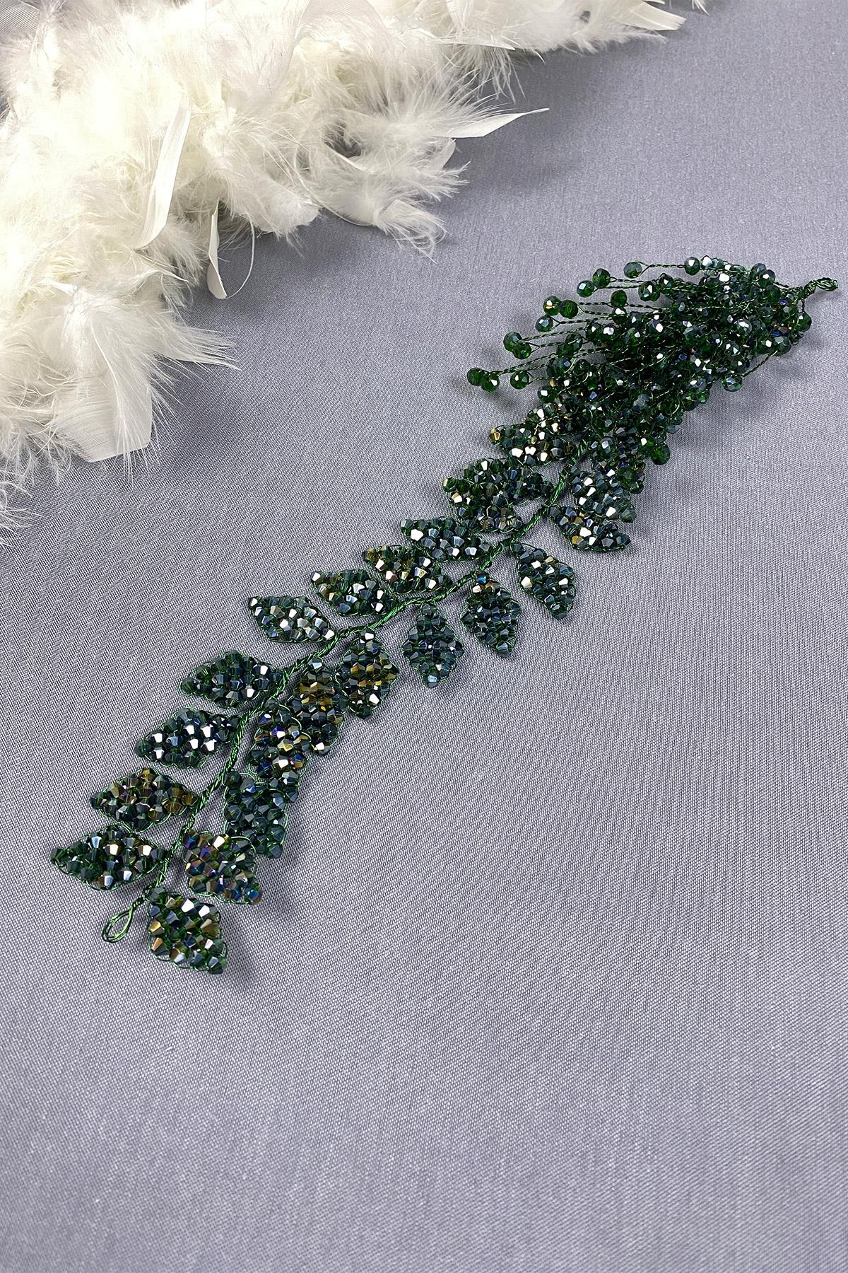 Kristal Boncuklu İliz Gelin Saç Ve Türban Aksesuarı