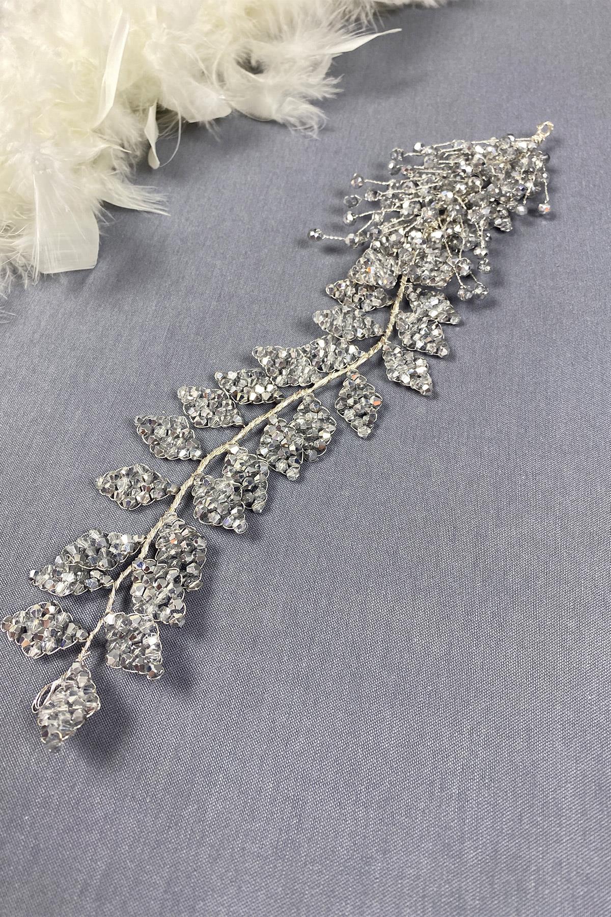 Kristal Boncuklu İliz Gelin Saç Ve Türban Aksesuarı