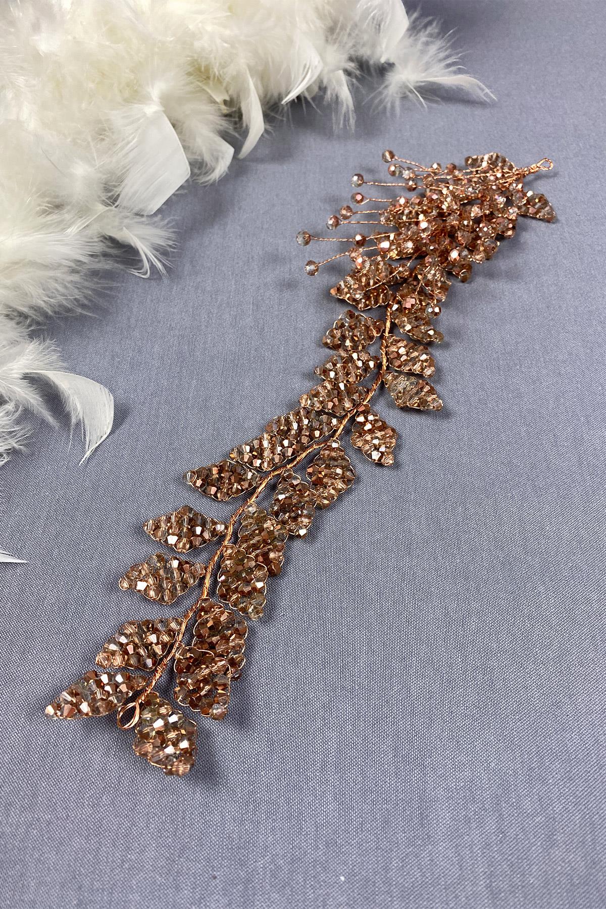 Kristal Boncuklu İliz Gelin Saç Ve Türban Aksesuarı