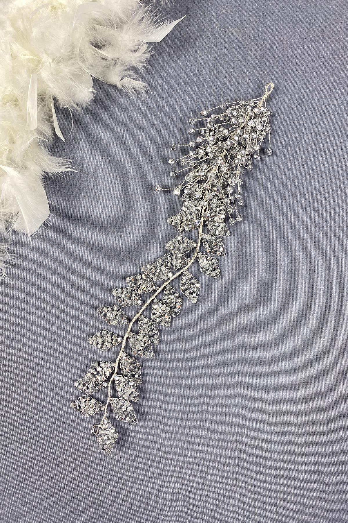 Kristal Boncuklu İliz Gelin Saç Ve Türban Aksesuarı