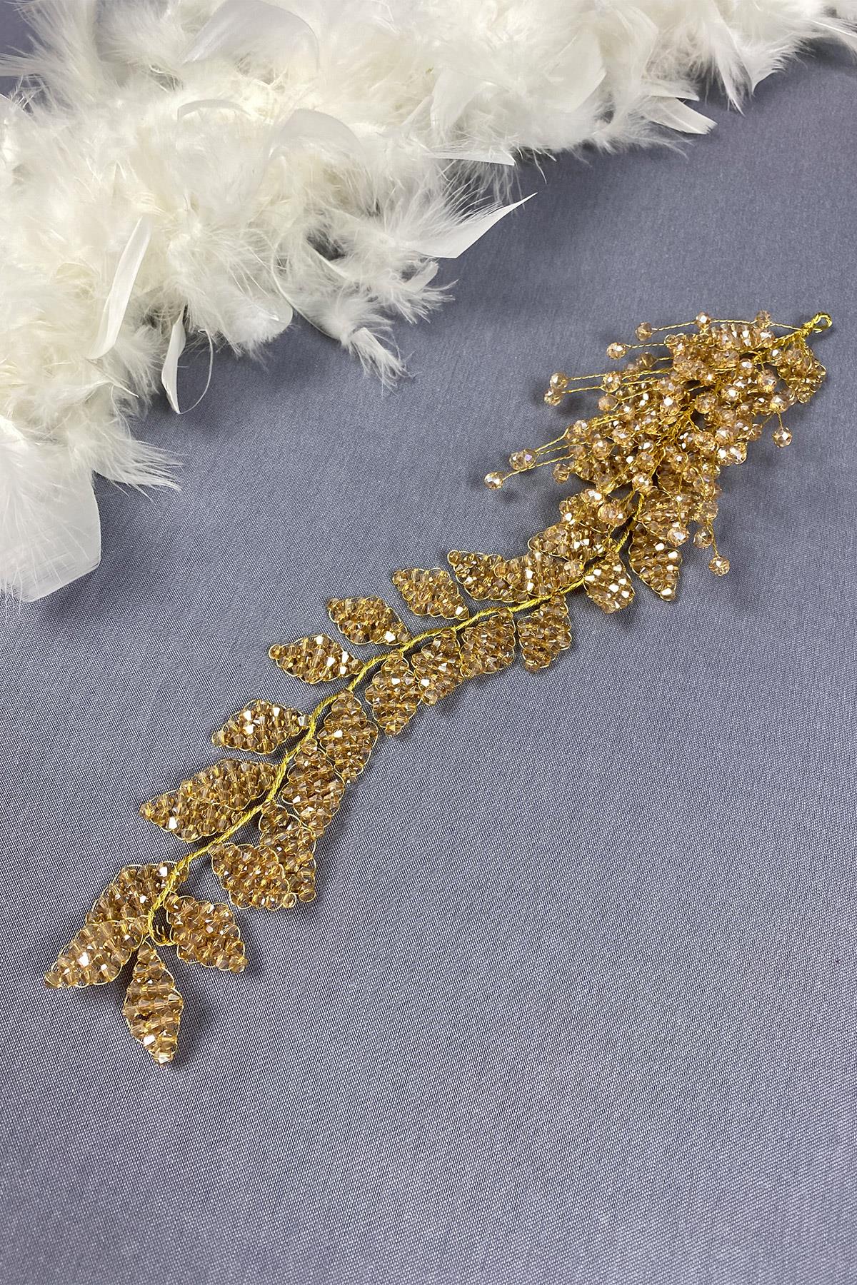 Kristal Boncuklu İliz Gelin Saç Ve Türban Aksesuarı