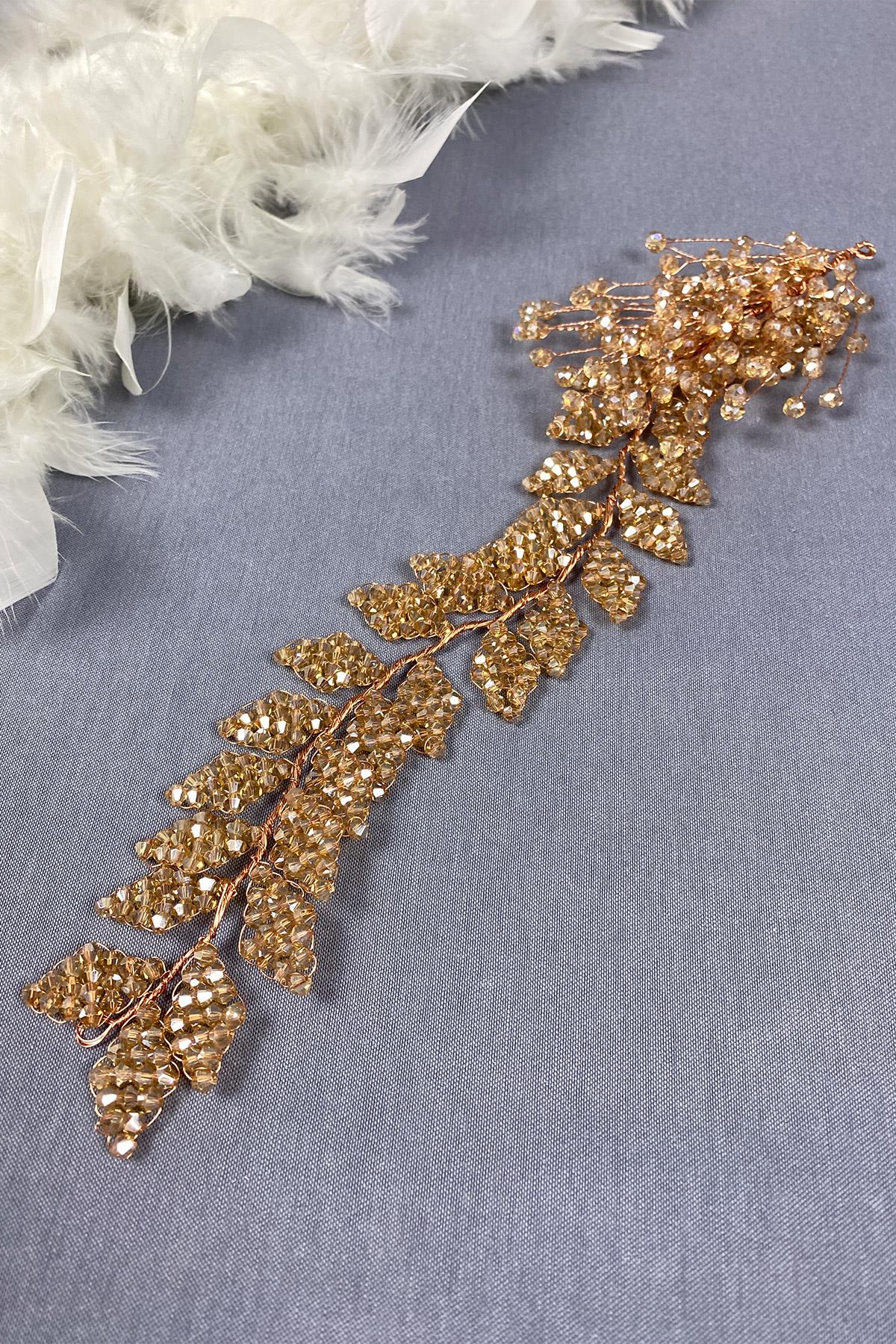 Kristal Boncuklu İliz Gelin Saç Ve Türban Aksesuarı