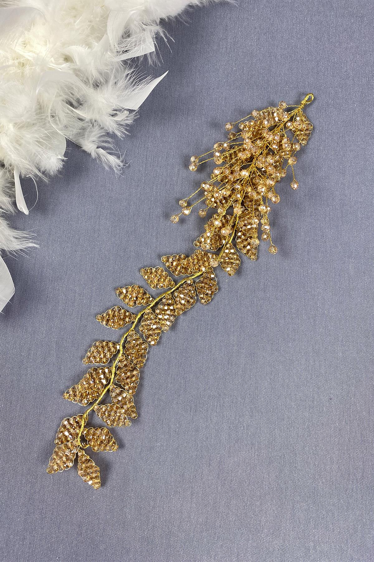 Kristal Boncuklu İliz Gelin Saç Ve Türban Aksesuarı