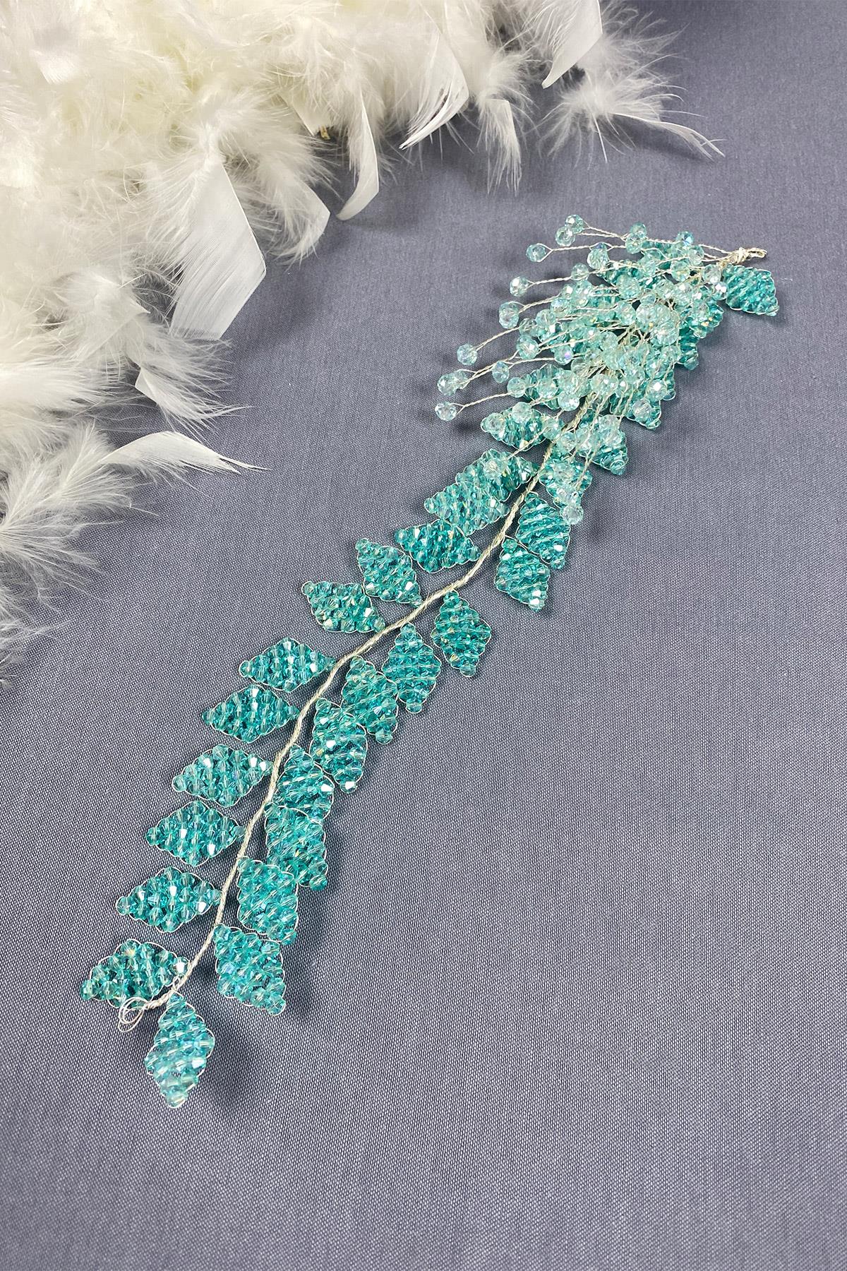 Kristal Boncuklu İliz Gelin Saç Ve Türban Aksesuarı