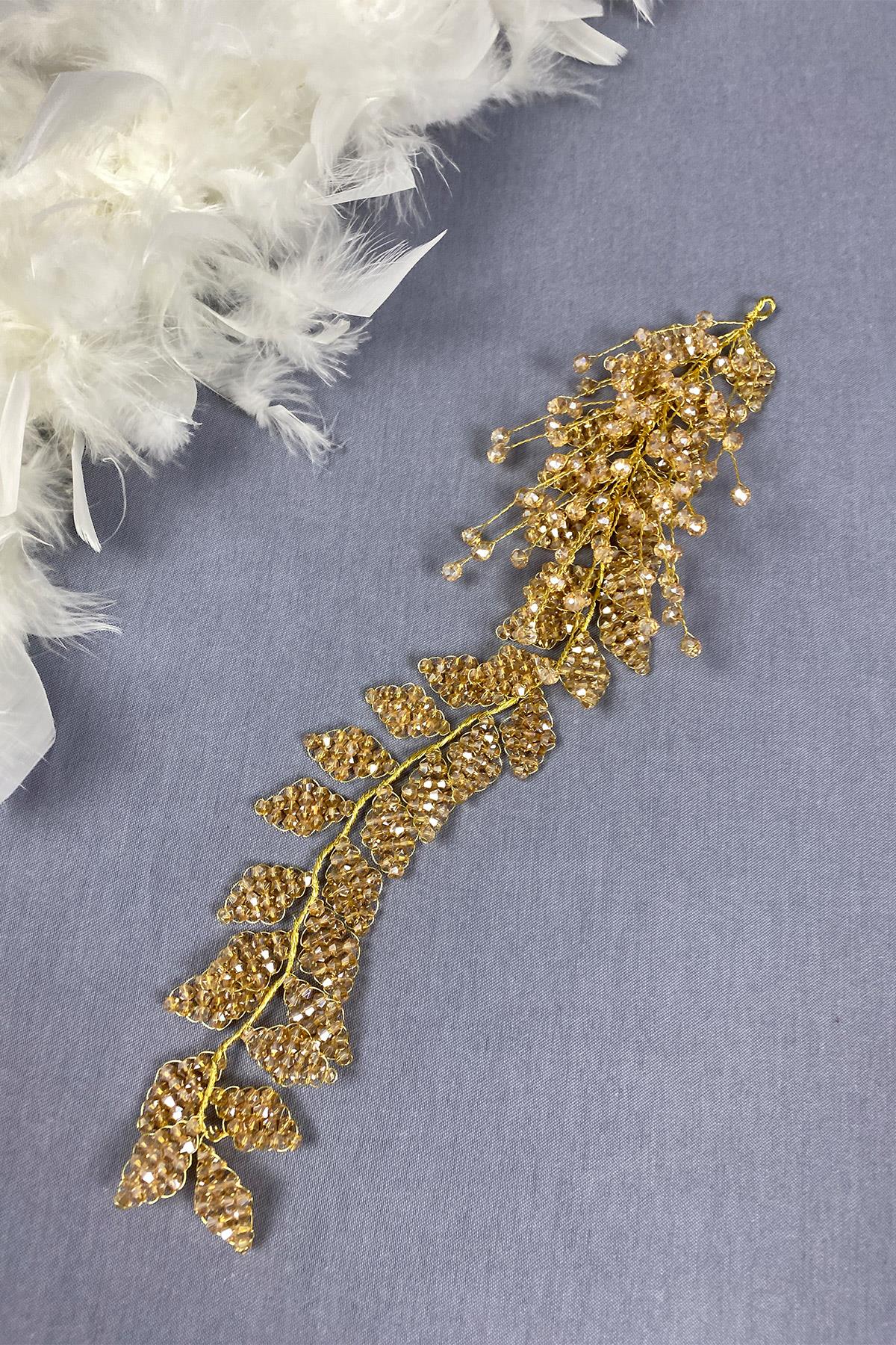 Kristal Boncuklu İliz Gelin Saç Ve Türban Aksesuarı