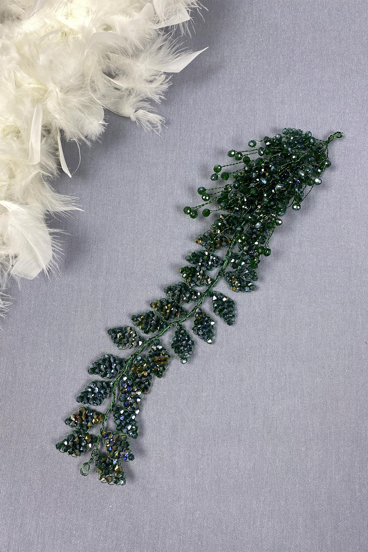 Kristal Boncuklu İliz Gelin Saç Ve Türban Aksesuarı