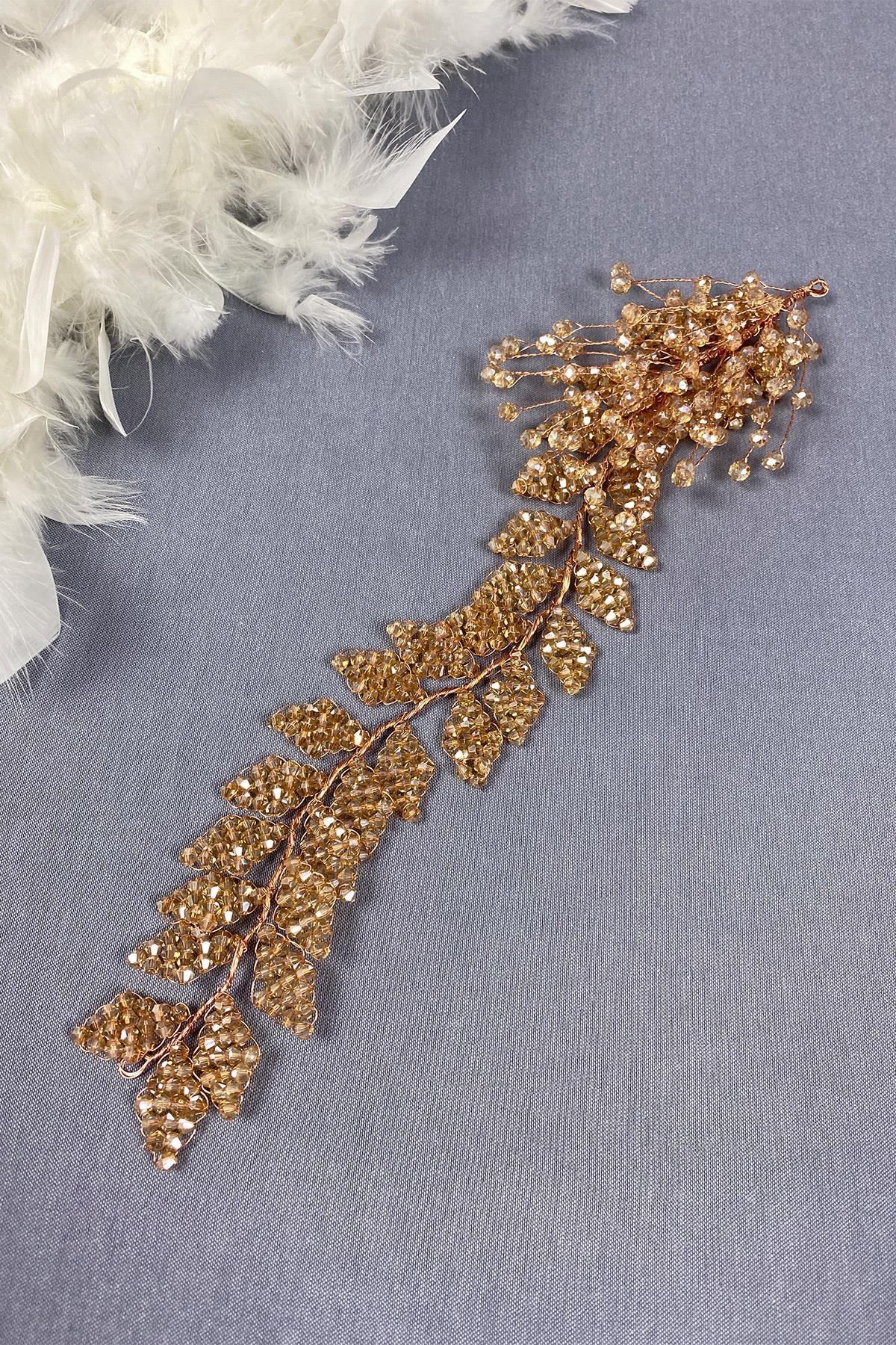 Kristal Boncuklu İliz Gelin Saç Ve Türban Aksesuarı