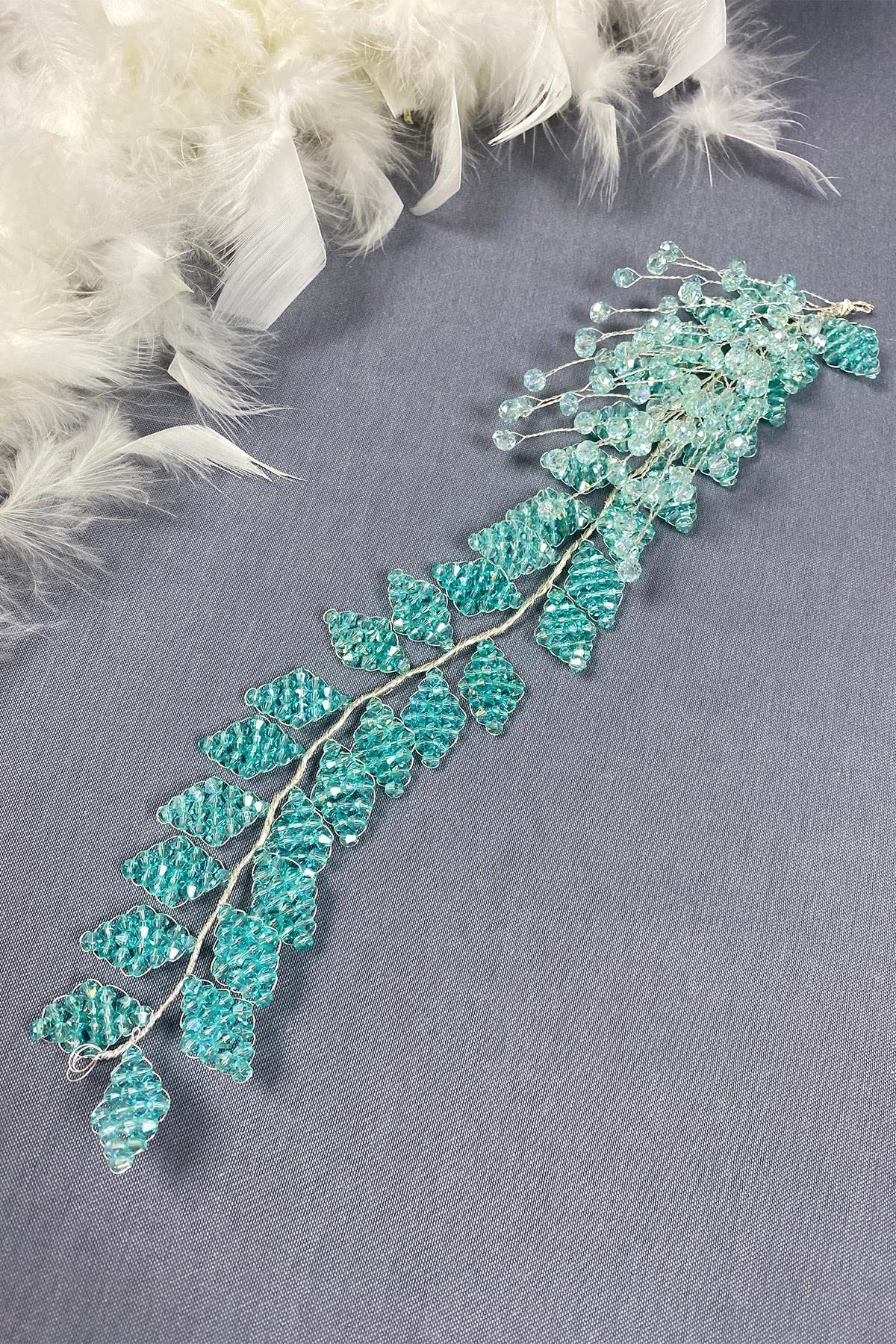 Kristal Boncuklu İliz Gelin Saç Ve Türban Aksesuarı