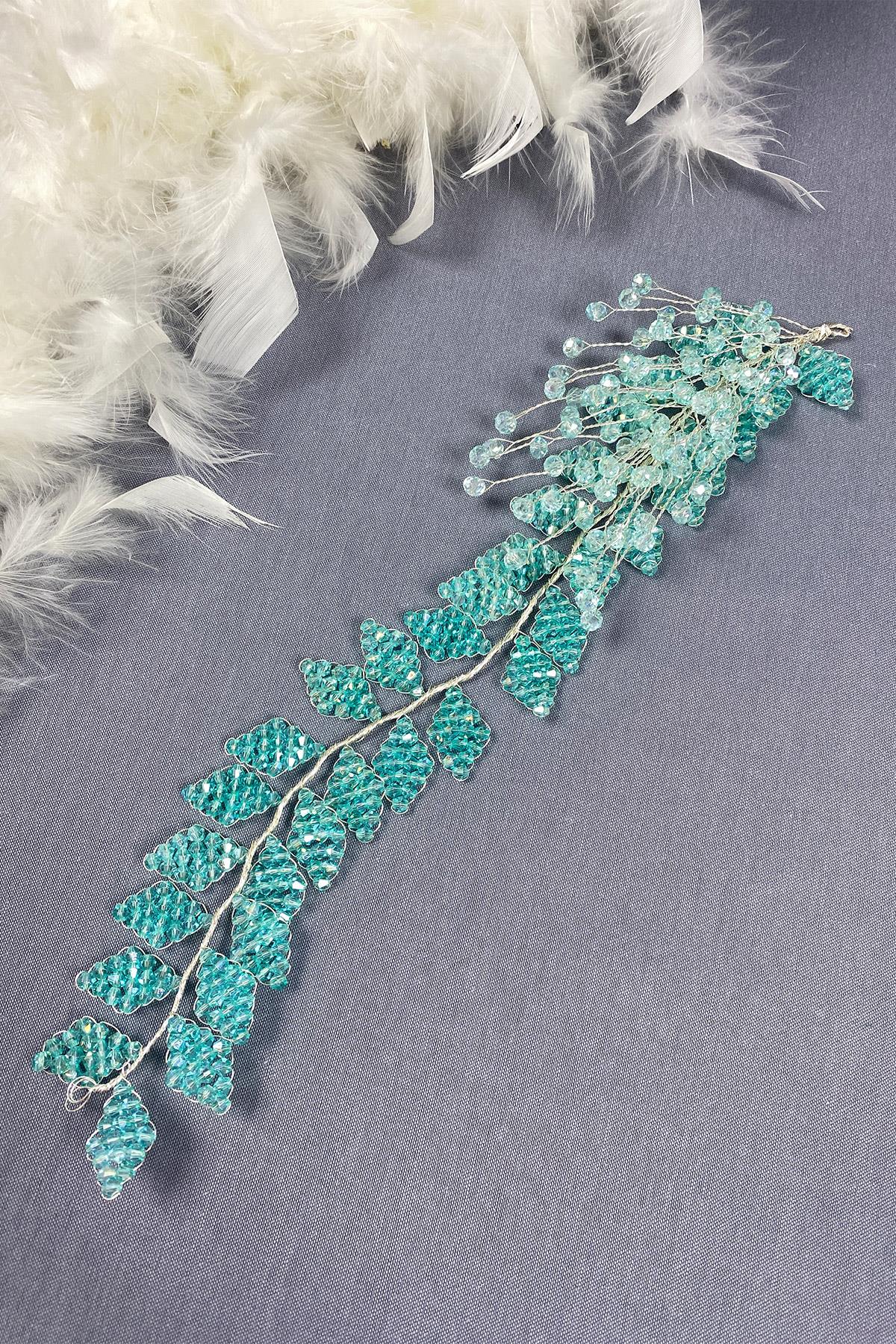 Kristal Boncuklu İliz Gelin Saç Ve Türban Aksesuarı