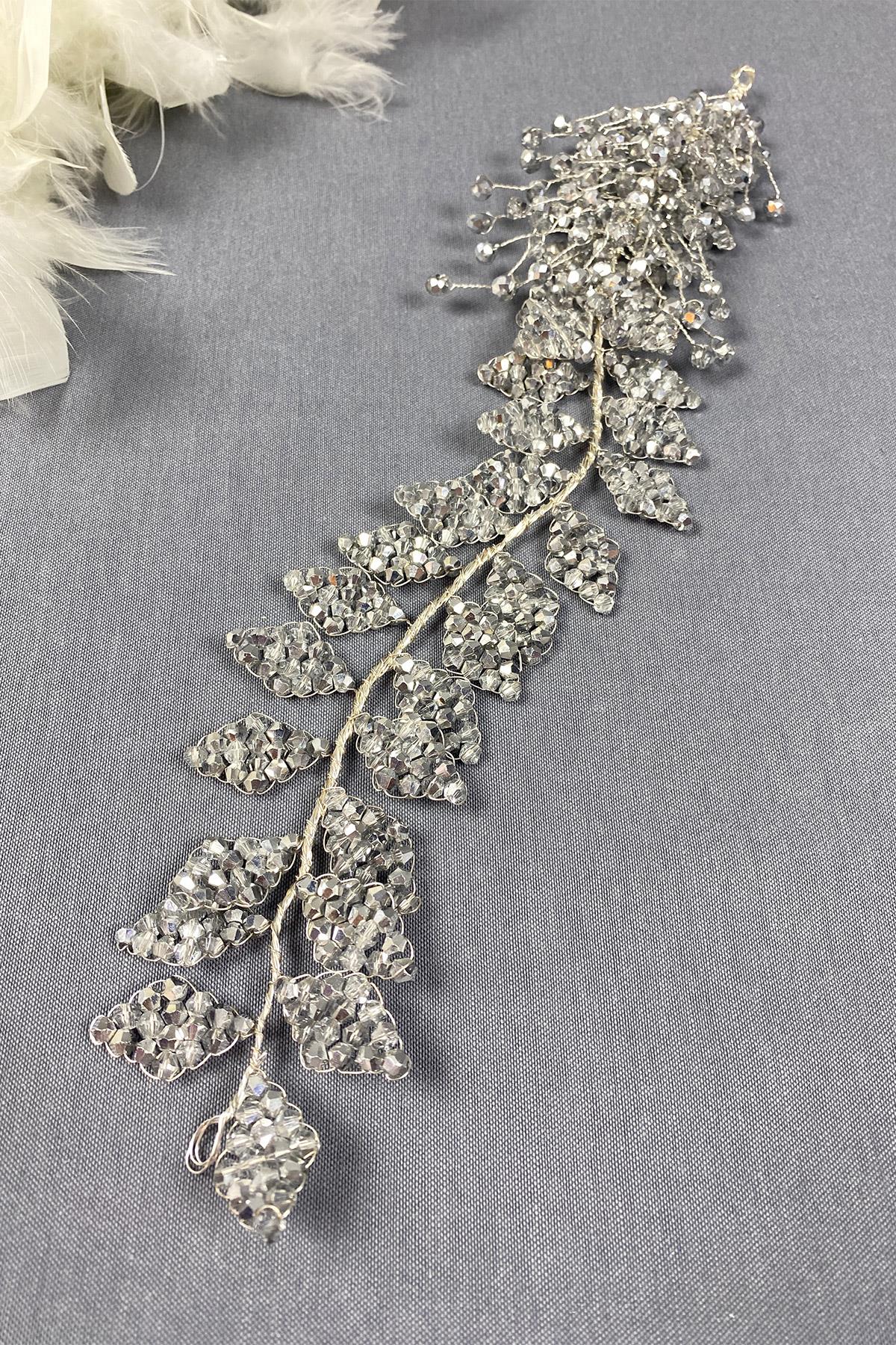 Kristal Boncuklu İliz Gelin Saç Ve Türban Aksesuarı