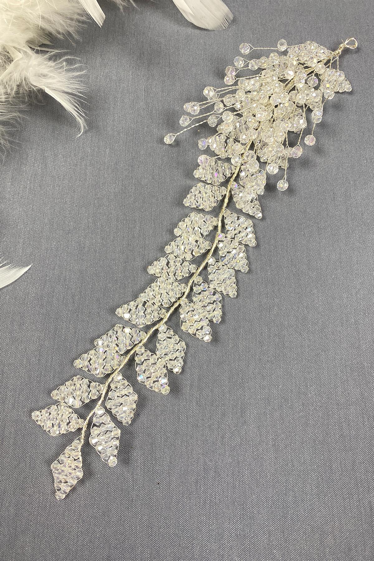 Kristal Boncuklu İliz Gelin Saç Ve Türban Aksesuarı