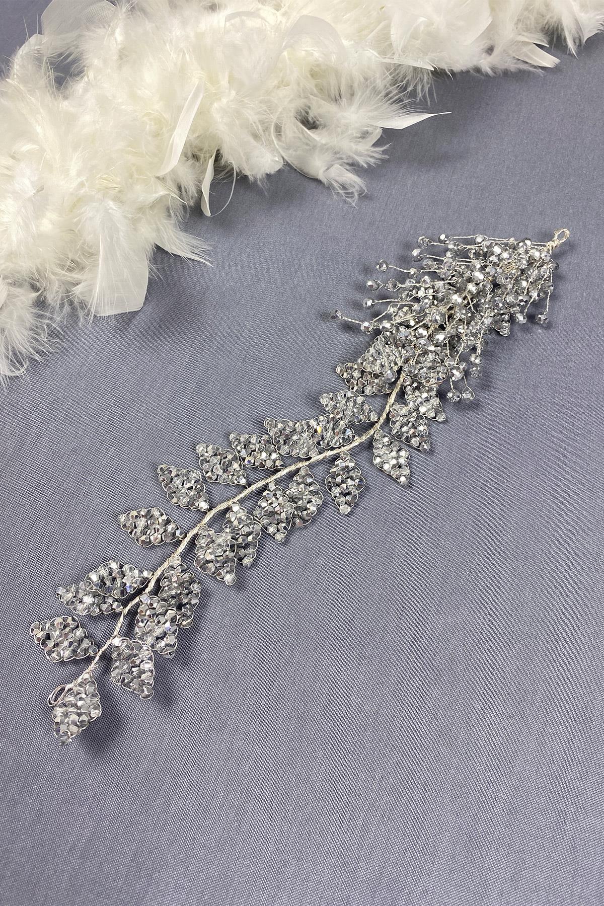 Kristal Boncuklu İliz Gelin Saç Ve Türban Aksesuarı