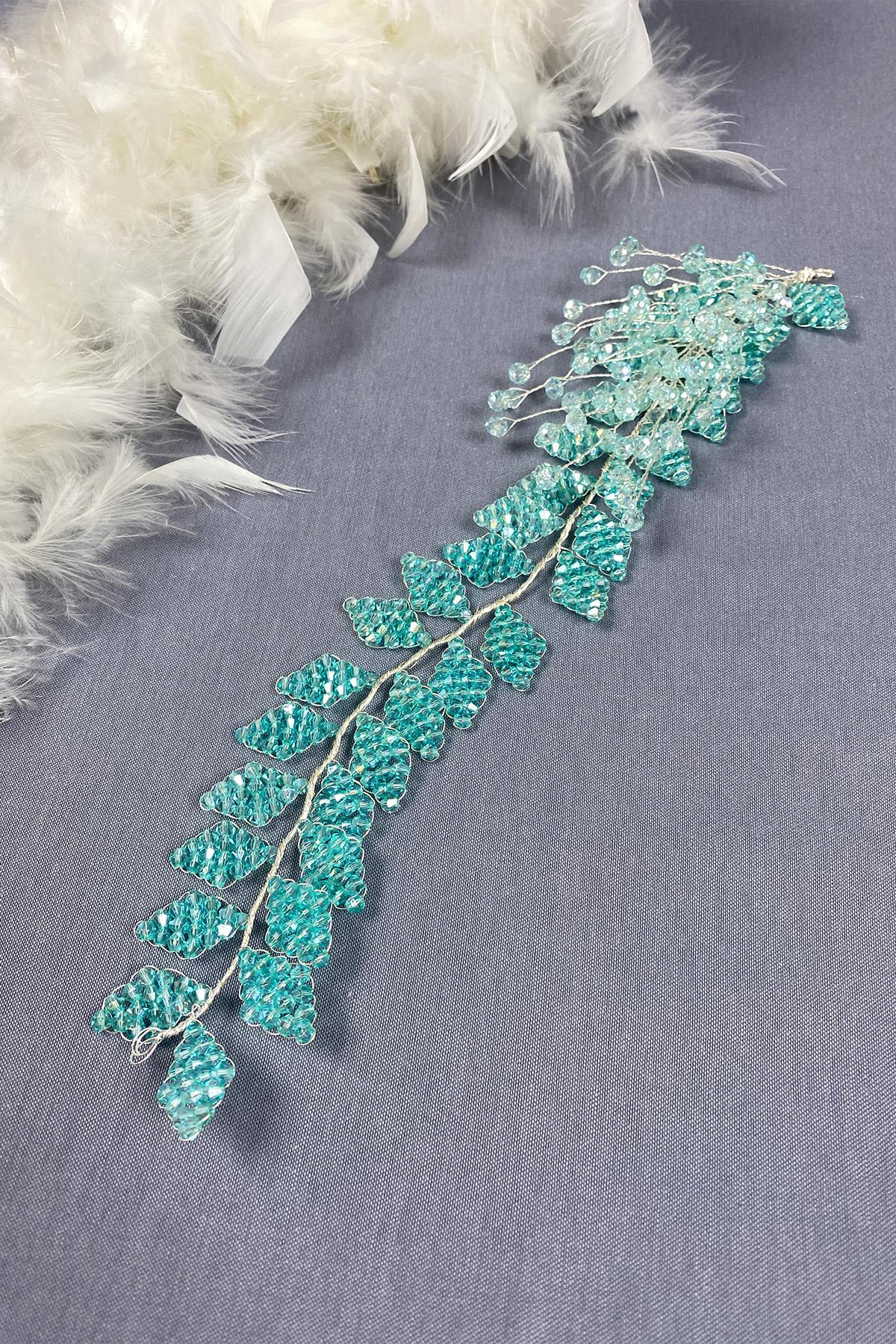 Kristal Boncuklu İliz Gelin Saç Ve Türban Aksesuarı