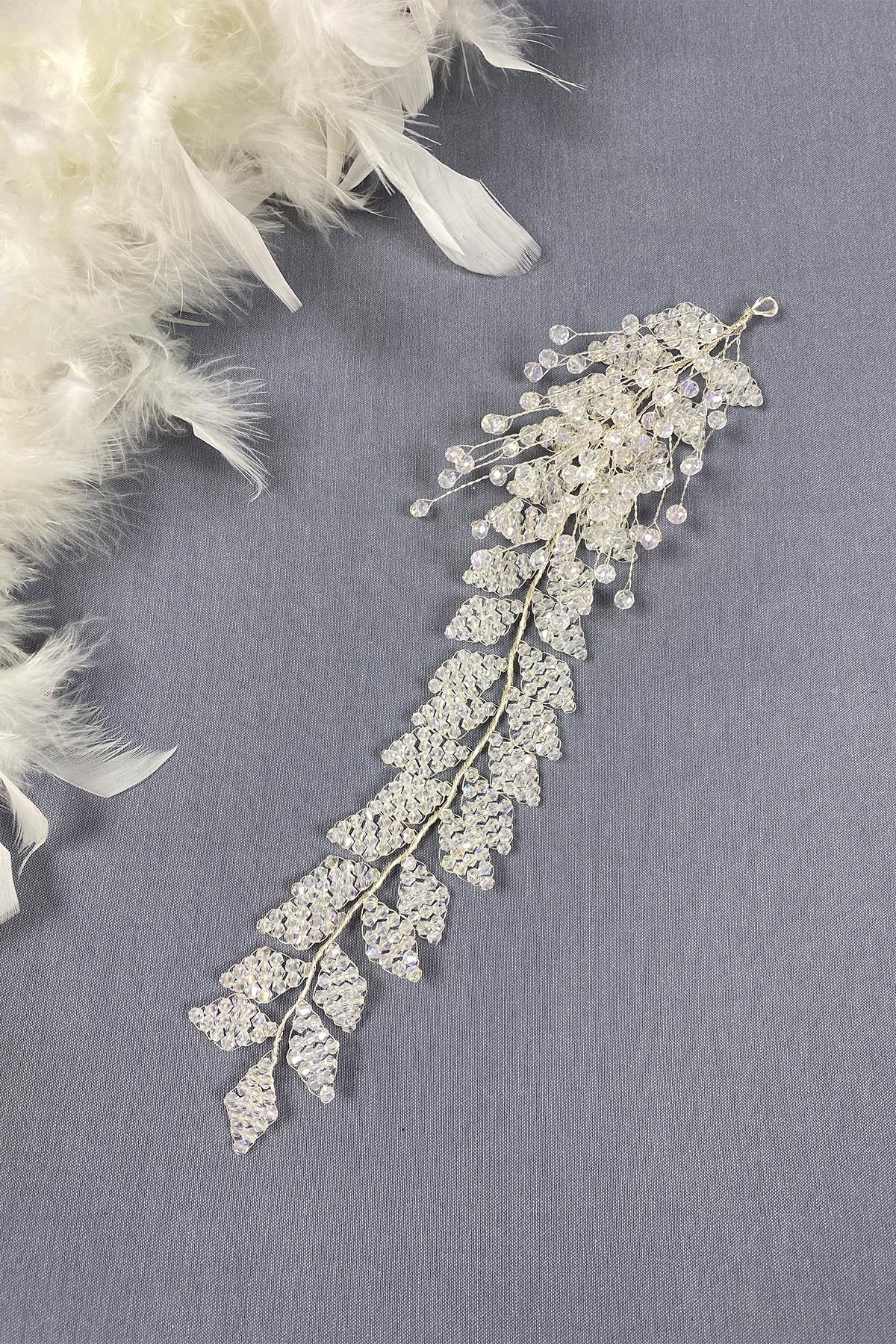 Kristal Boncuklu İliz Gelin Saç Ve Türban Aksesuarı