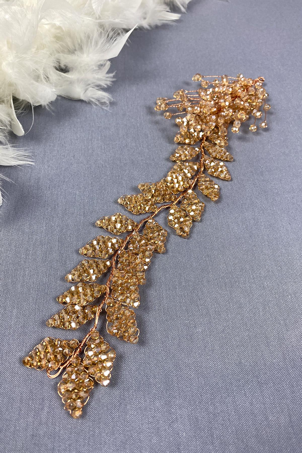 Kristal Boncuklu İliz Gelin Saç Ve Türban Aksesuarı