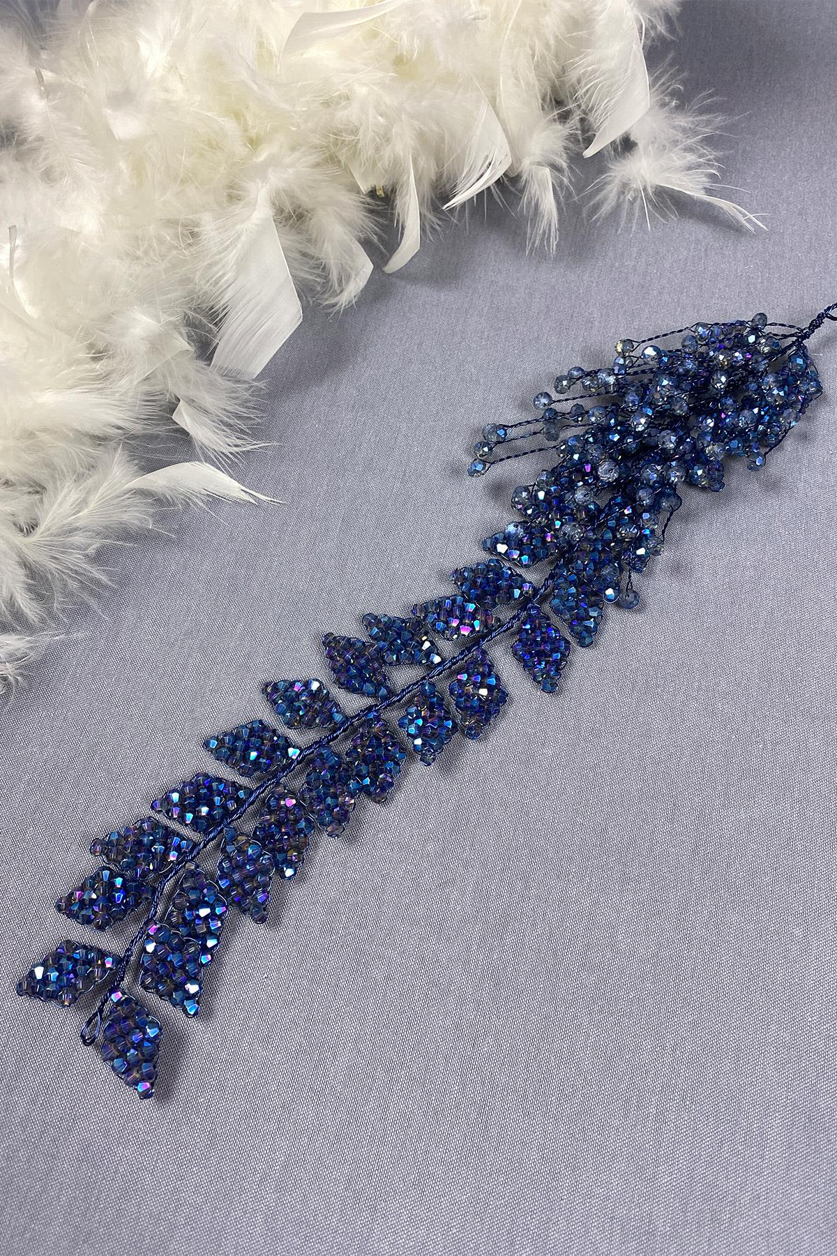 Kristal Boncuklu İliz Gelin Saç Ve Türban Aksesuarı