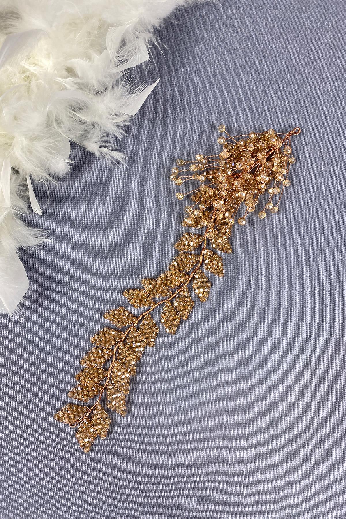 Kristal Boncuklu İliz Gelin Saç Ve Türban Aksesuarı