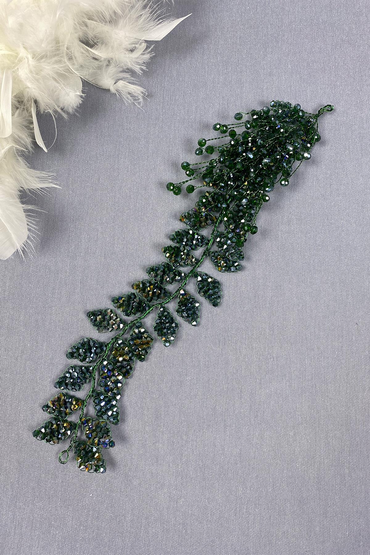 Kristal Boncuklu İliz Gelin Saç Ve Türban Aksesuarı