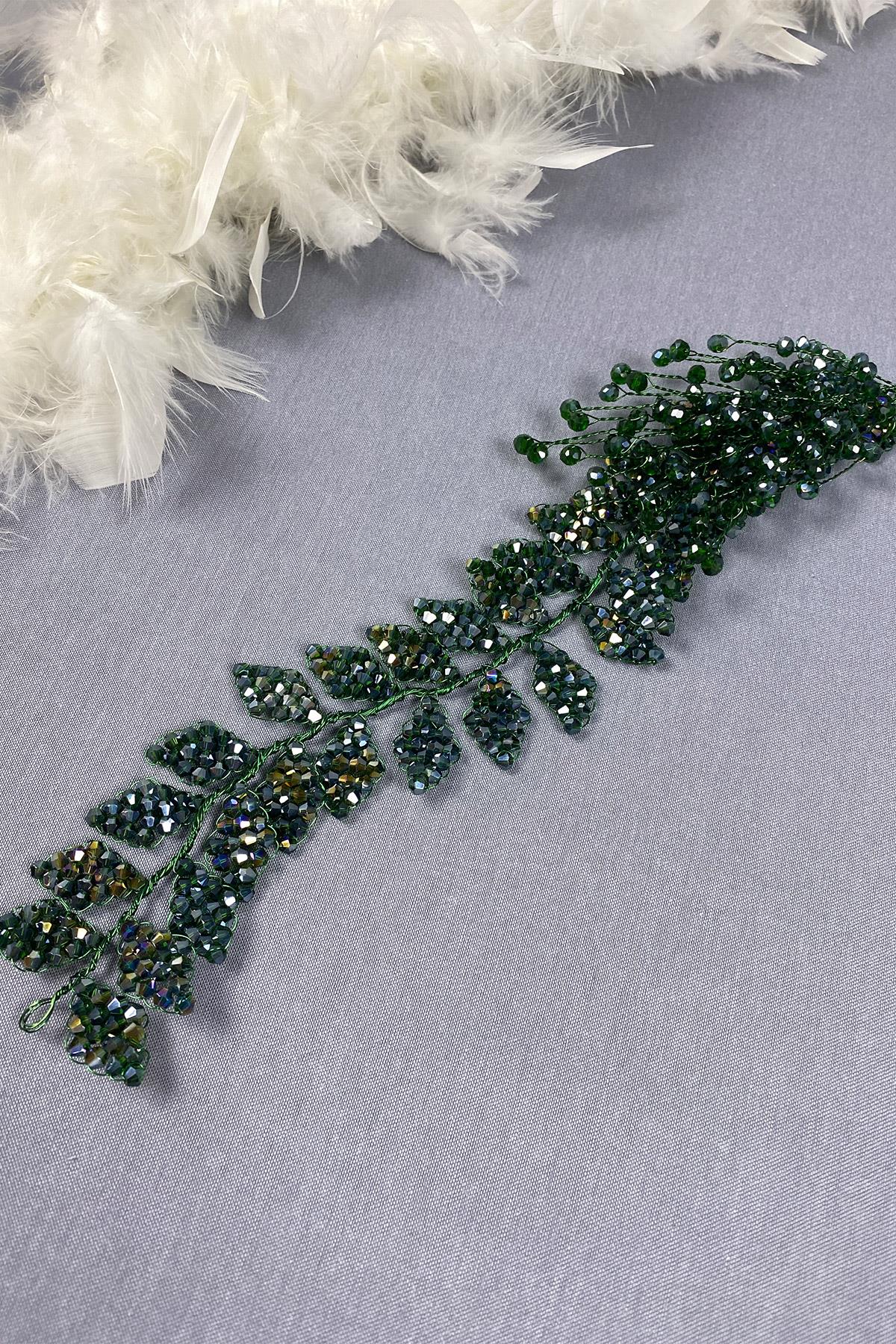 Kristal Boncuklu İliz Gelin Saç Ve Türban Aksesuarı