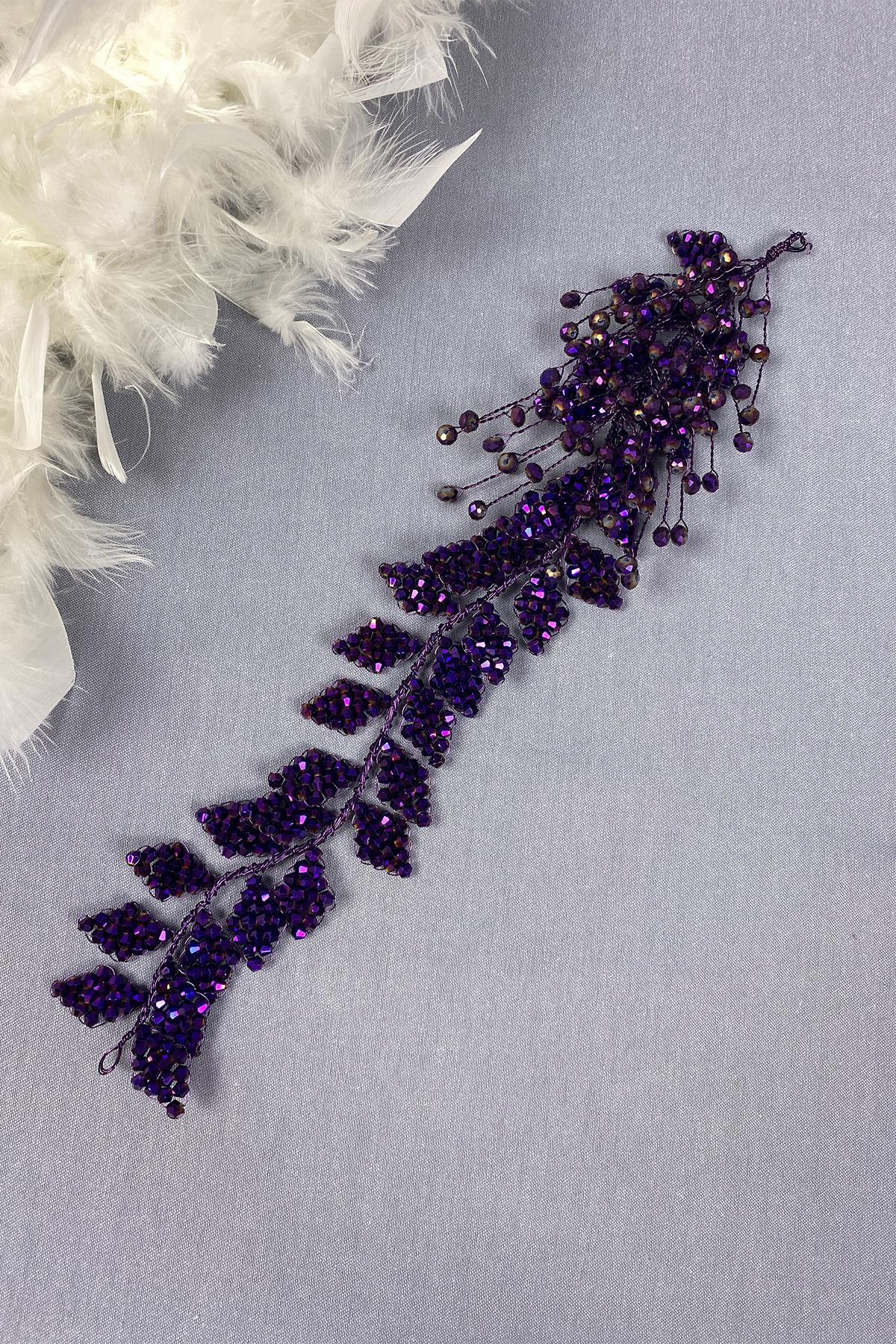 Kristal Boncuklu İliz Gelin Saç Ve Türban Aksesuarı