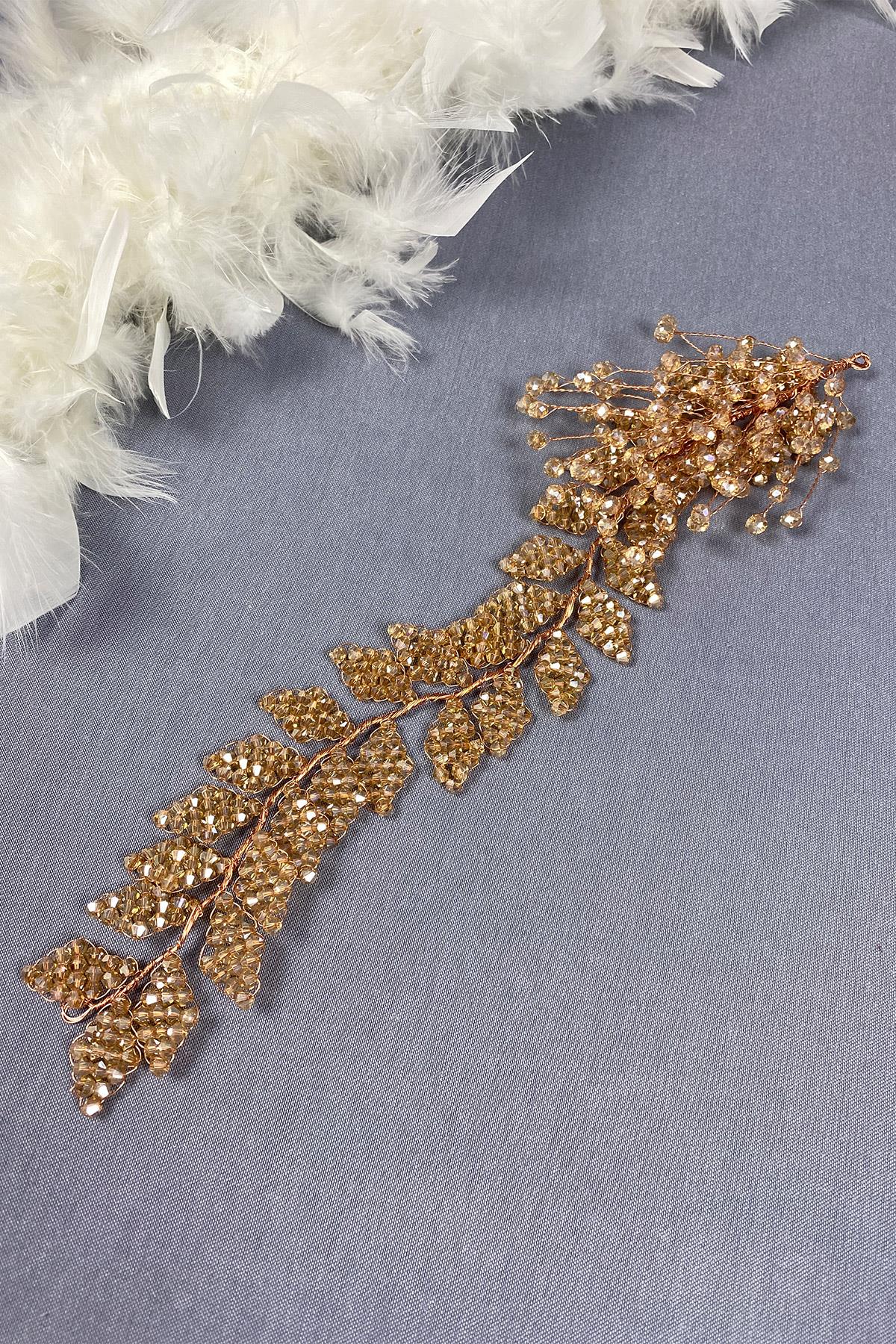 Kristal Boncuklu İliz Gelin Saç Ve Türban Aksesuarı