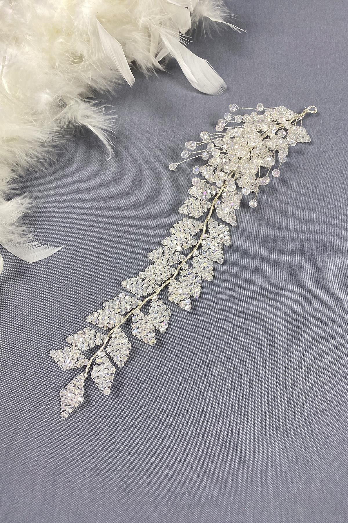 Kristal Boncuklu İliz Gelin Saç Ve Türban Aksesuarı