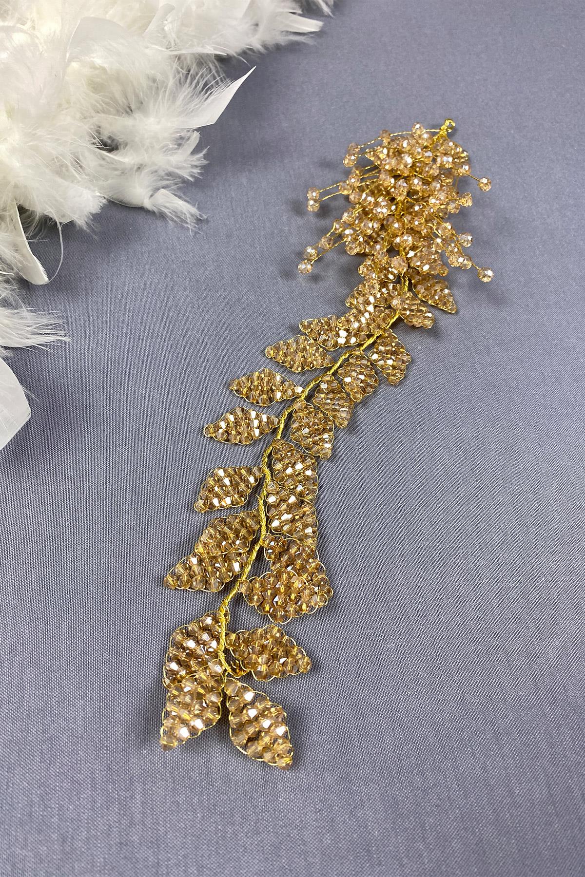 Kristal Boncuklu İliz Gelin Saç Ve Türban Aksesuarı