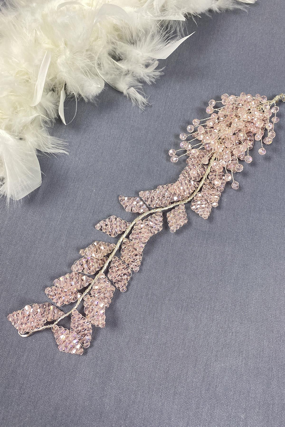 Kristal Boncuklu İliz Gelin Saç Ve Türban Aksesuarı