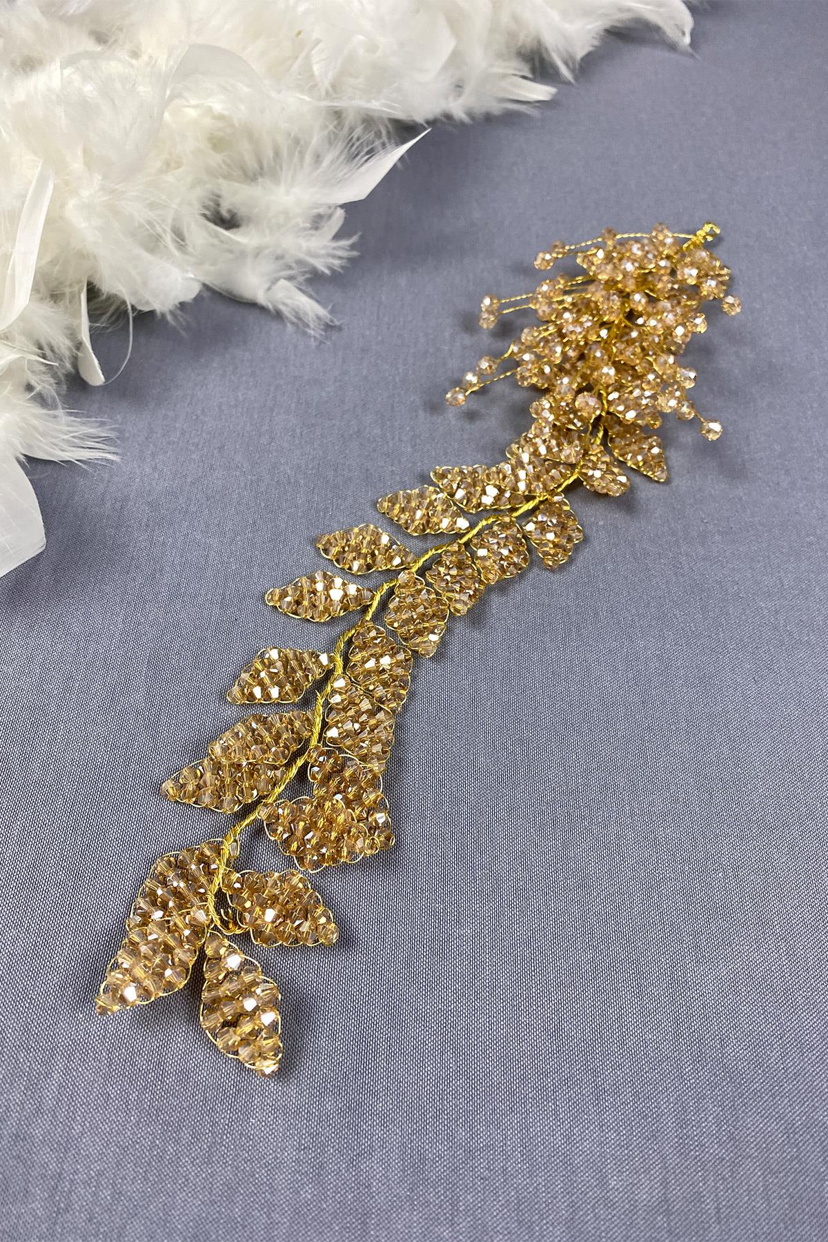 Kristal Boncuklu İliz Gelin Saç Ve Türban Aksesuarı