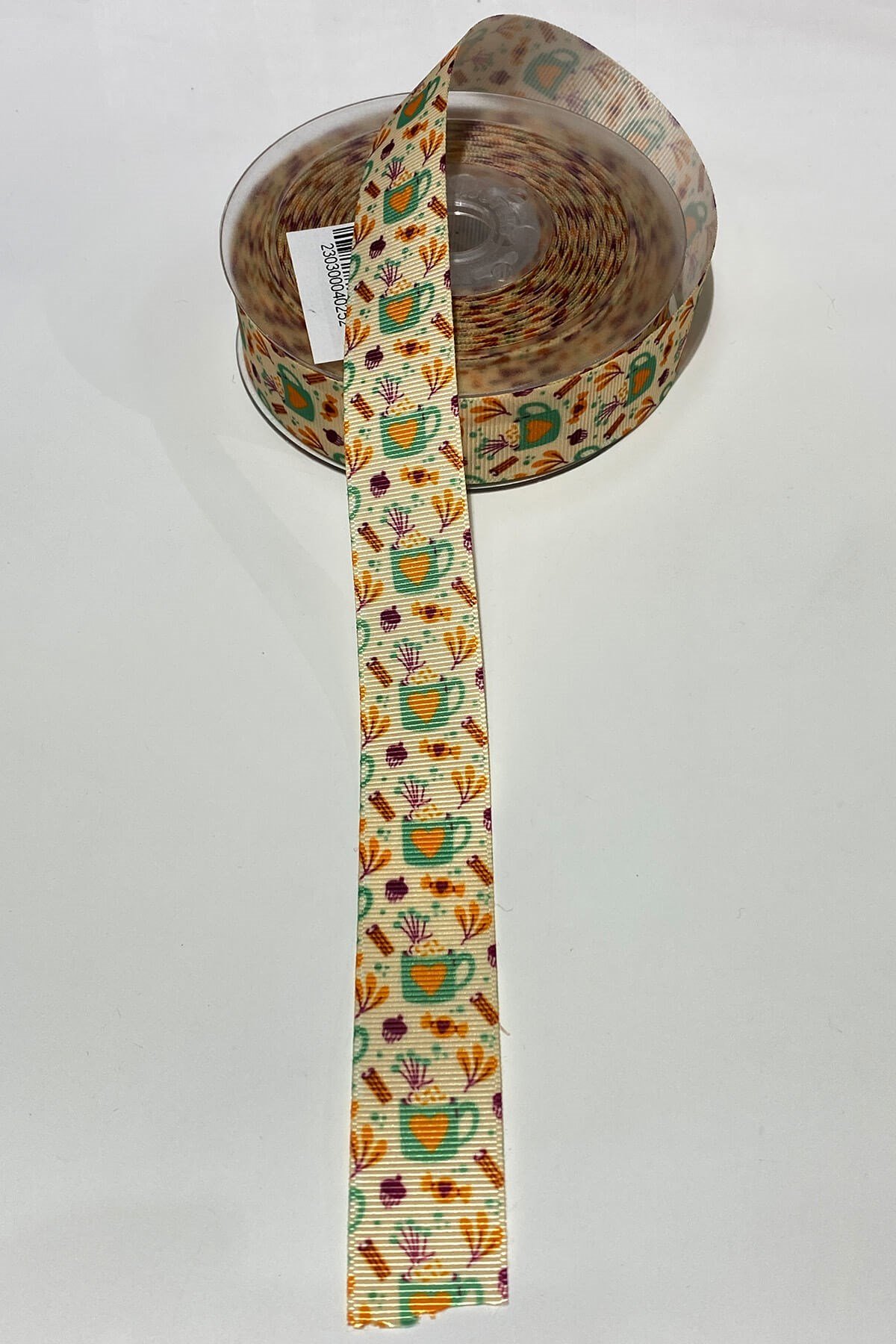 Kupa Baskılı Grogren Kurdele 1 mt 2,5 cm Bej