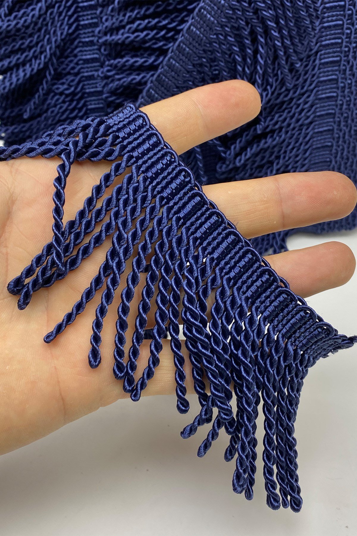 Lacivert Bulyon Saçak Püskül