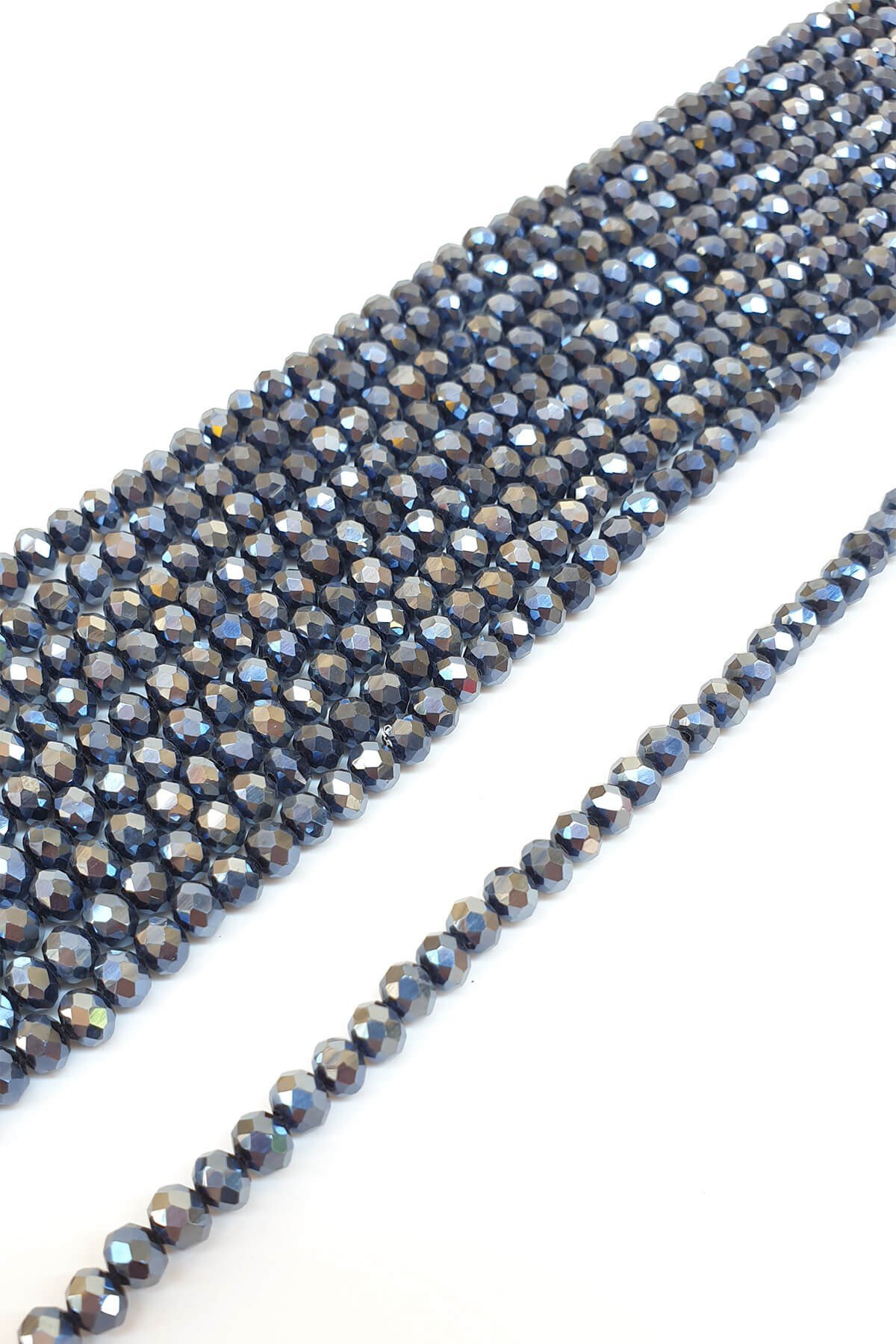 Lacivert Kaplama Kristal Boncuk 6 Mm