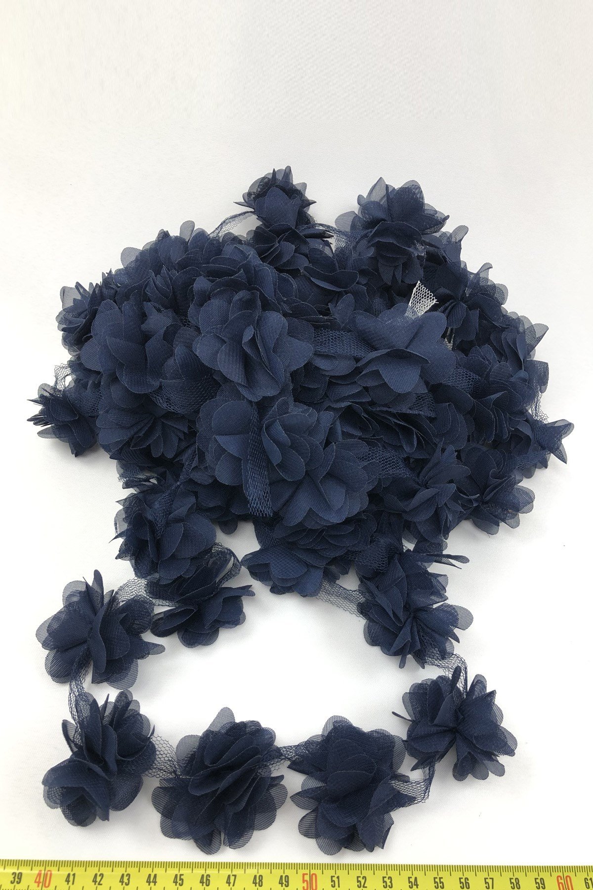 Lacivert Renk Lazer Kesim Tül Çiçek