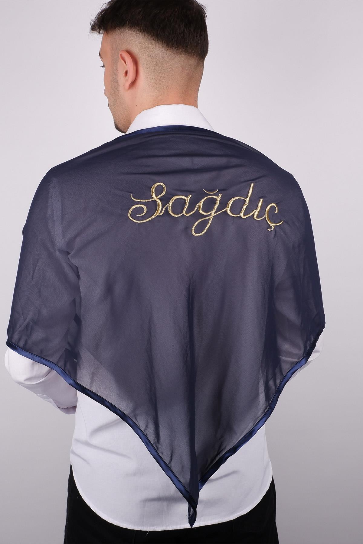 Lacivert Sim Nakışlı Sağdıç Örtüsü