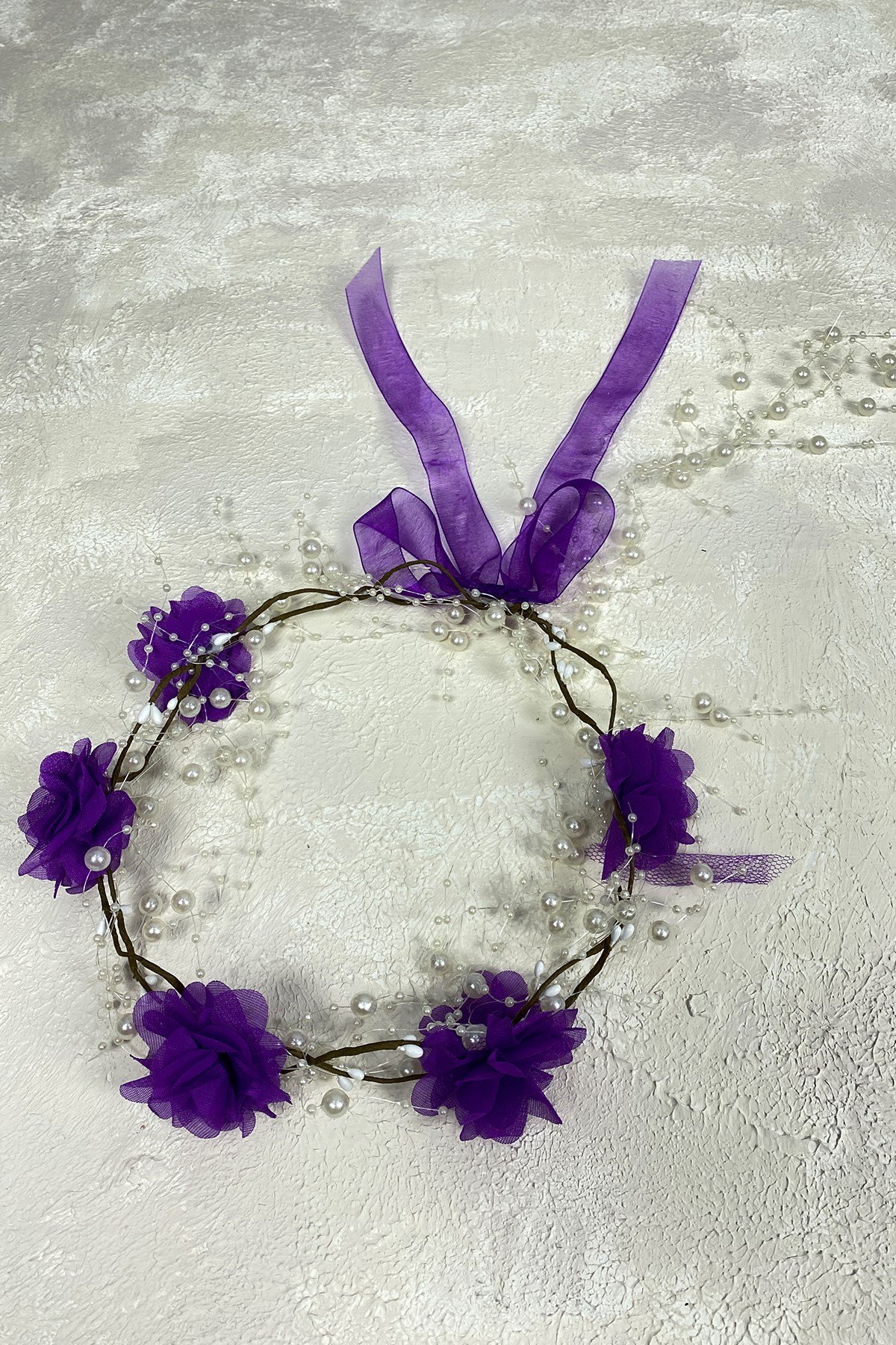 Lazer Çiçekli Özel Tasarım Nedime Tacı 