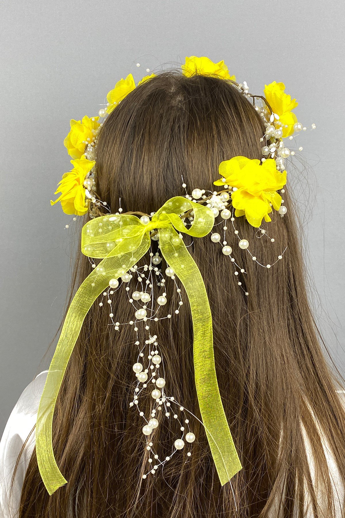 Lazer Çiçekli Özel Tasarım Nedime Tacı 