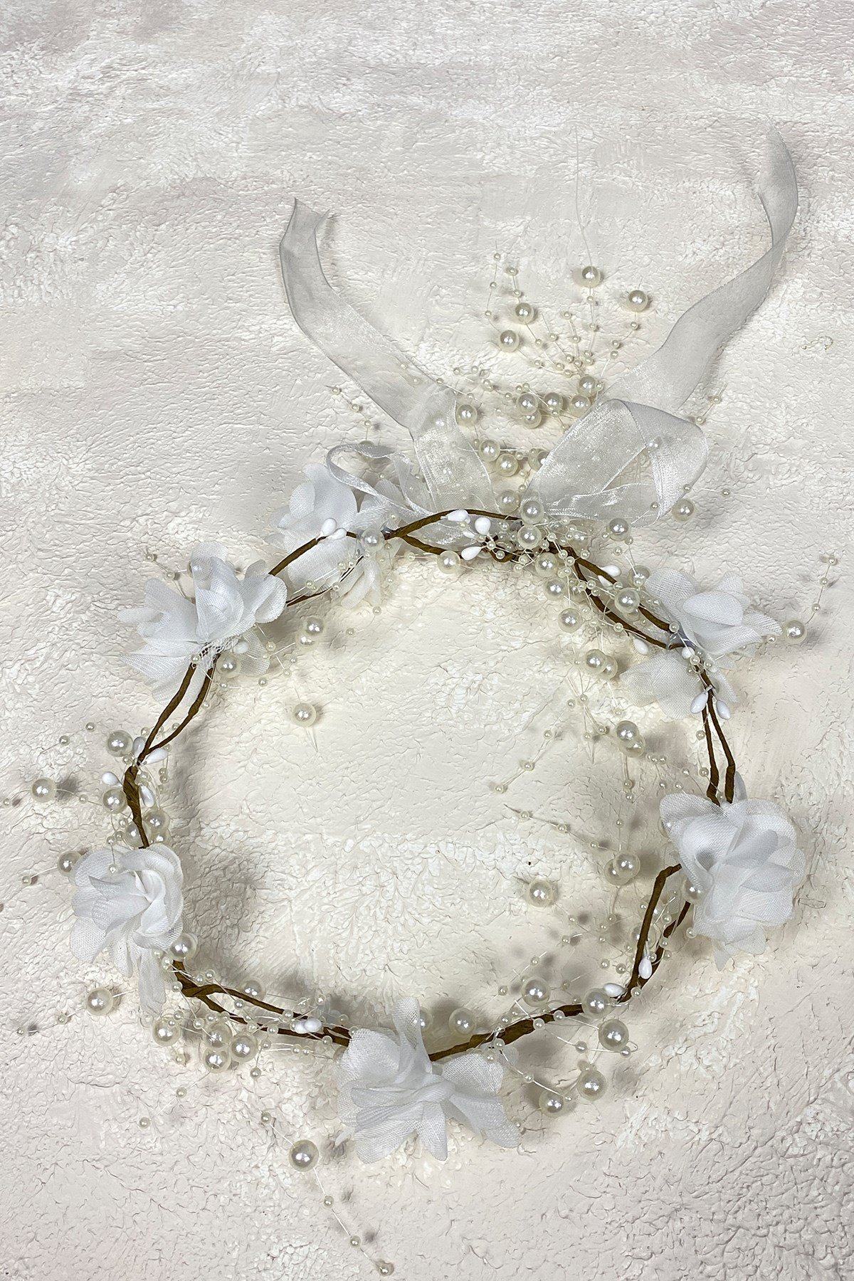 Lazer Çiçekli Özel Tasarım Nedime Tacı 