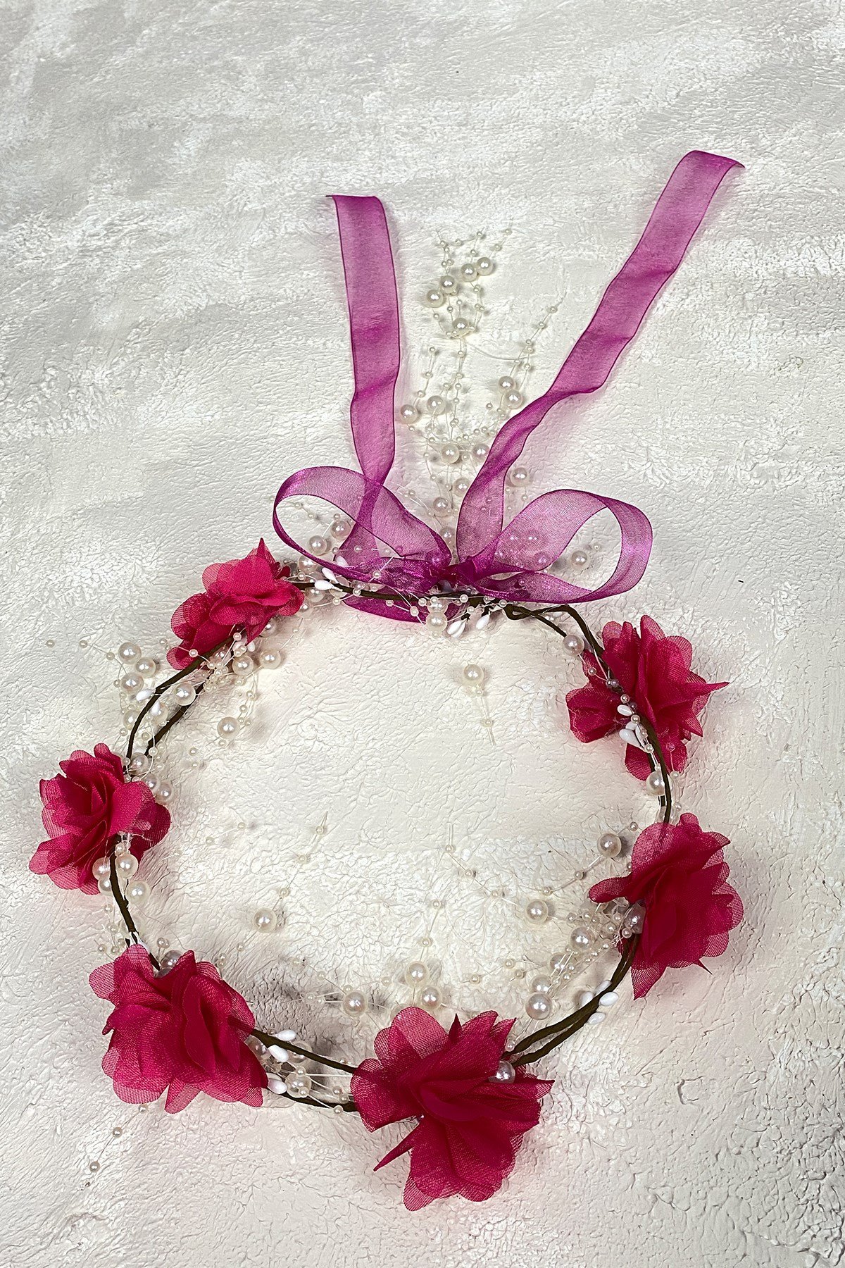 Lazer Çiçekli Özel Tasarım Nedime Tacı 