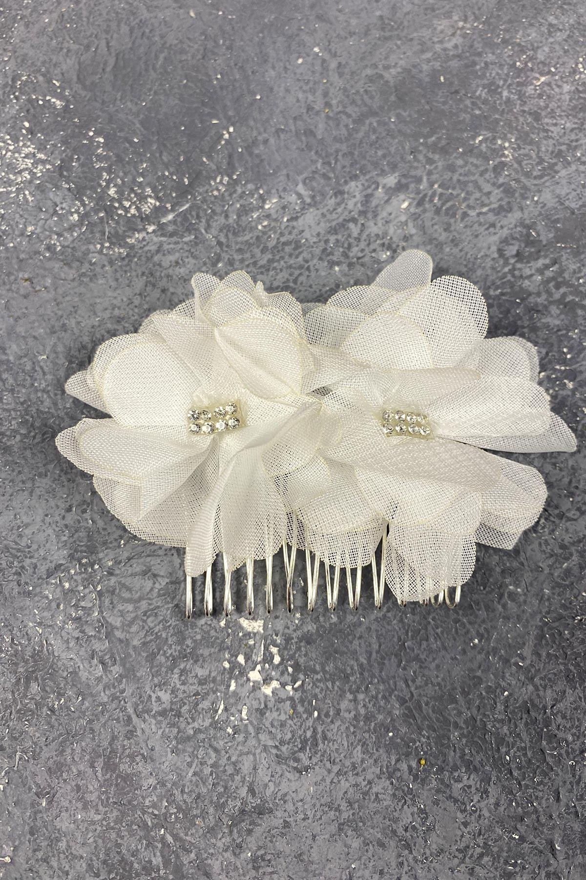 Lazer Çiçekli Taşlı Saç Tokası