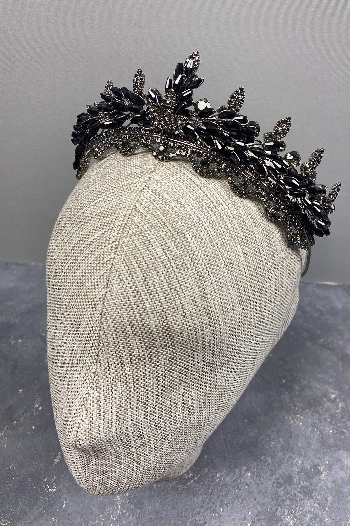 Lena Kristalli Boncuklu Gelin Kına Tacı Ve Küpe Seti