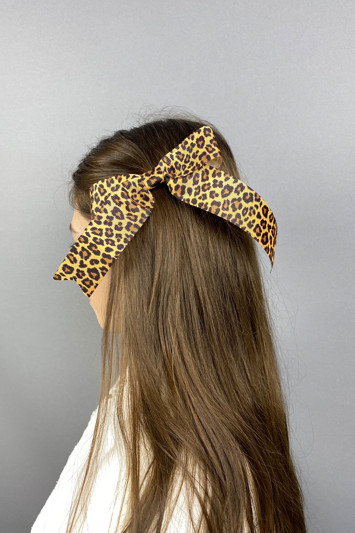 Leopar Desenli Fiyonklu Saç Tokası